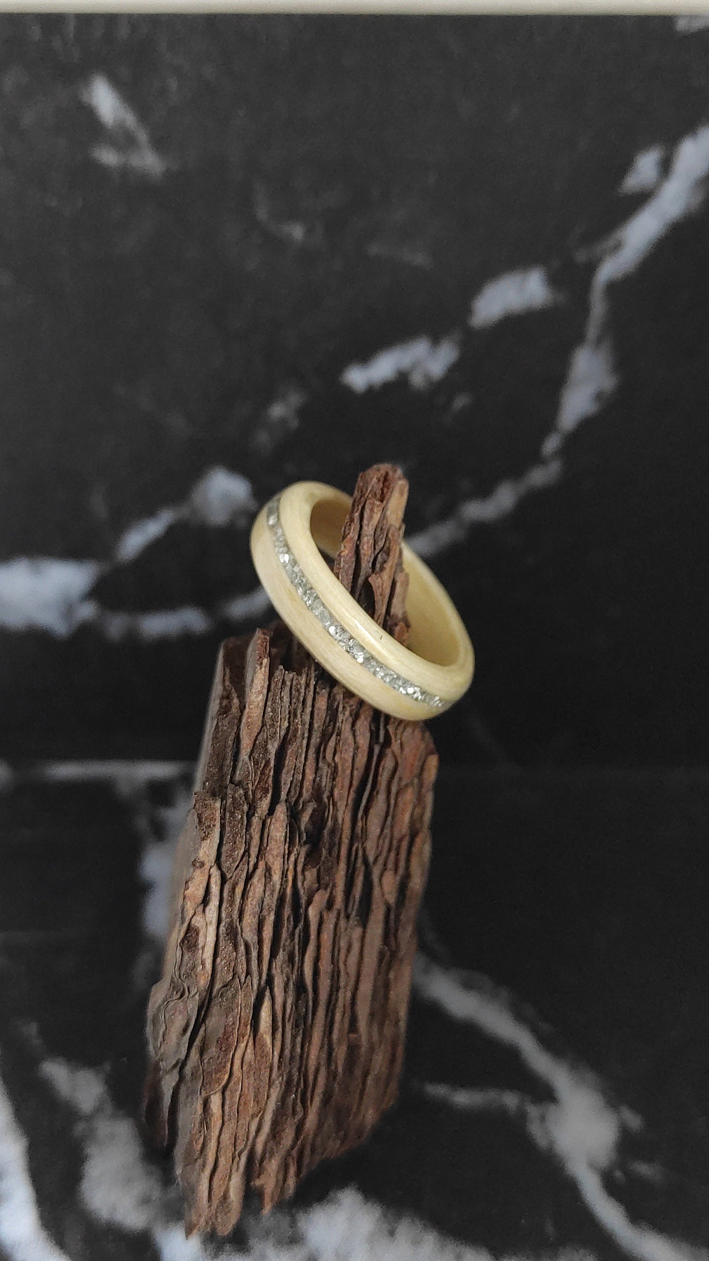 Handmade Maple Wood Ring with Silver Inlay – Minimalist Eco-Friendly Promise Ring