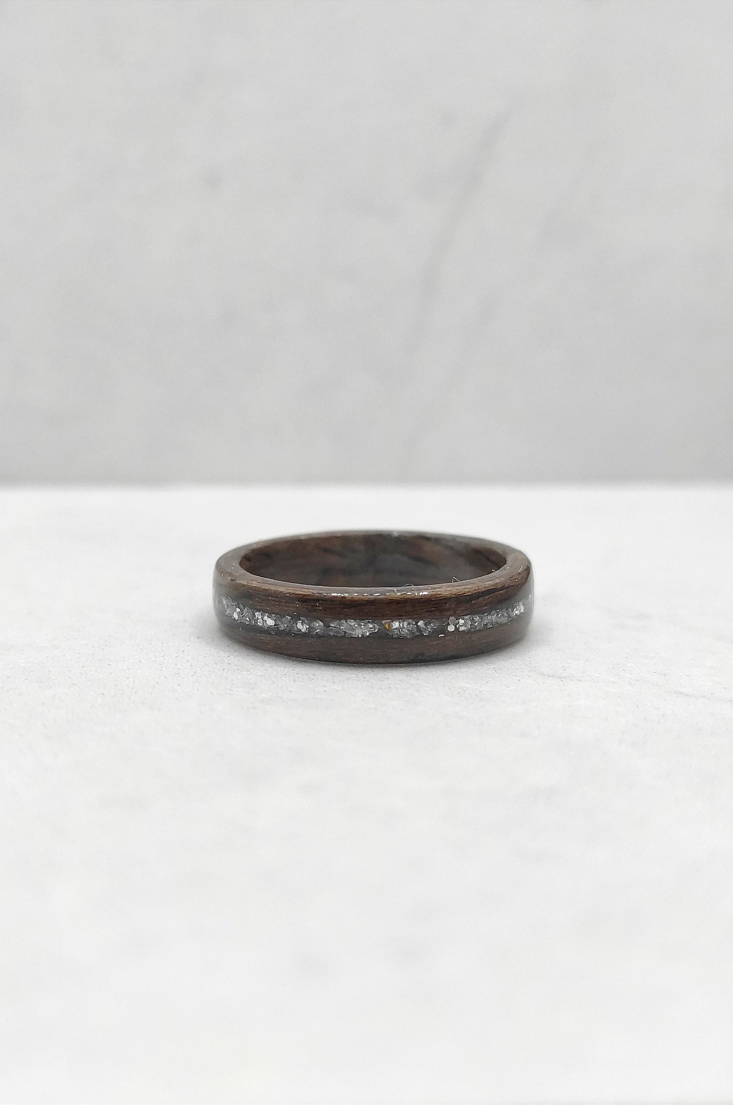 Walnut Wood Ring & Silver Glitter