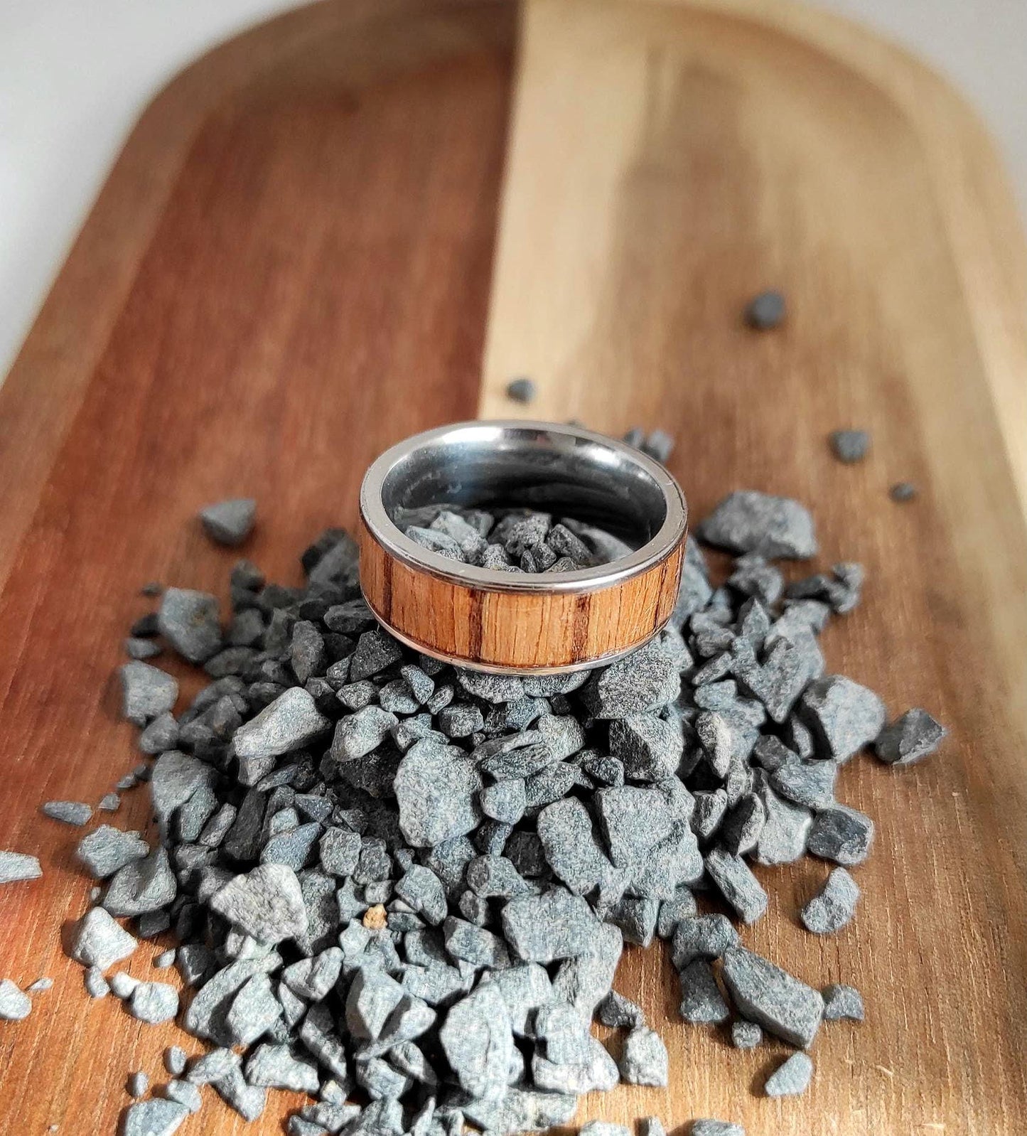 Metal Ring & Zebrano Wood Veneer