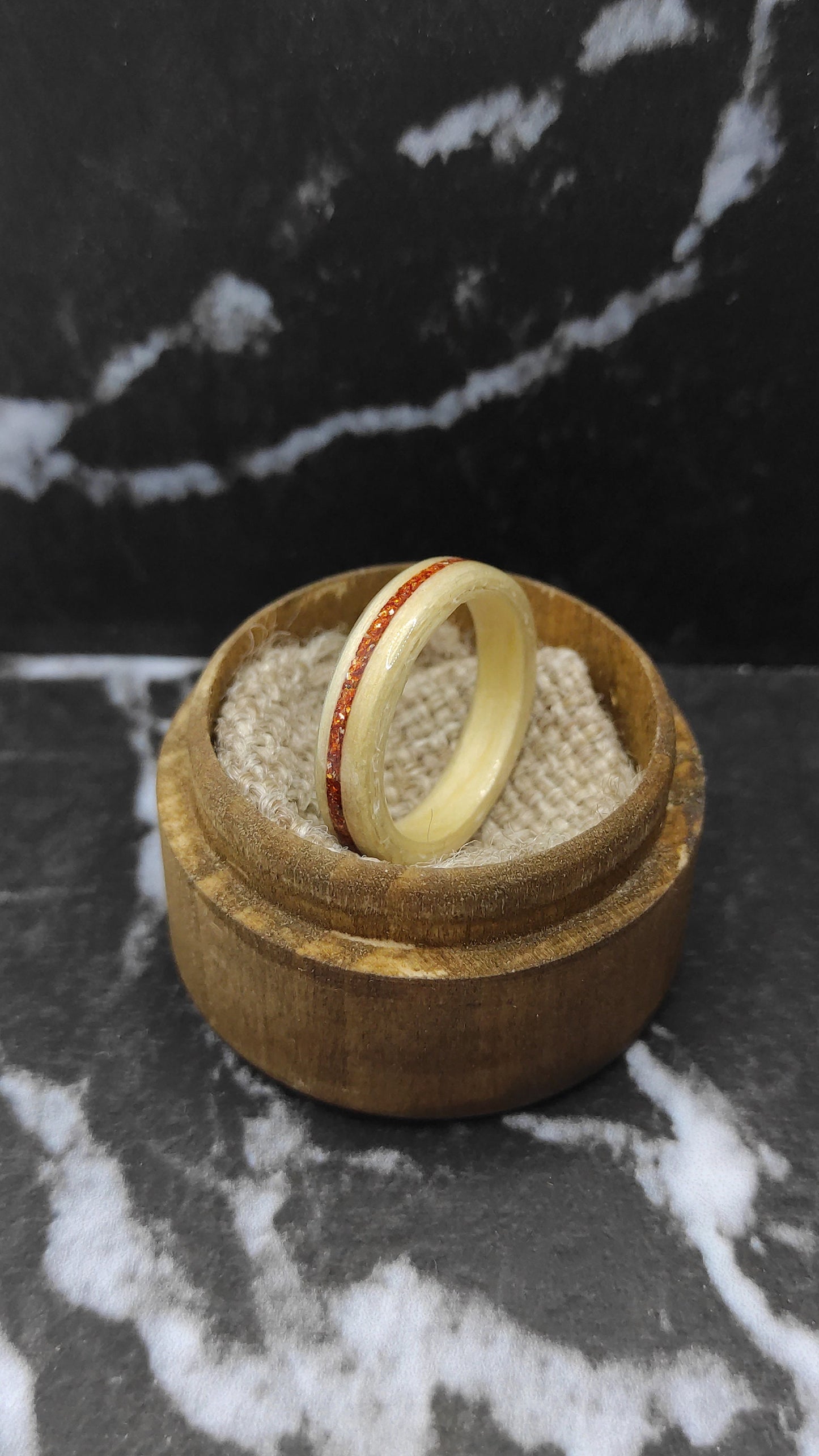 Maple Wood Ring & Copper Glitter Inlay