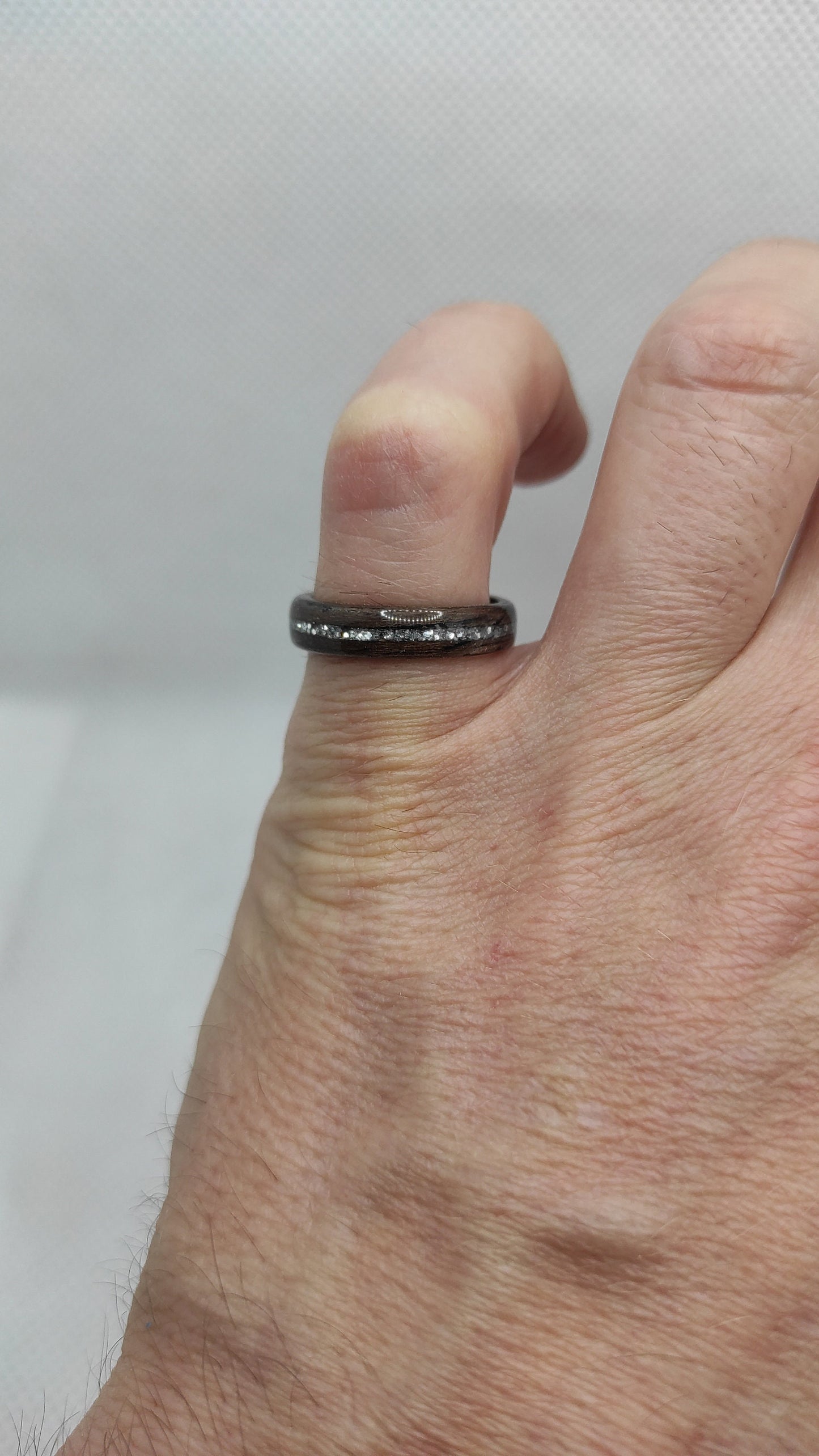 Walnut Wood Ring & Silver Glitter