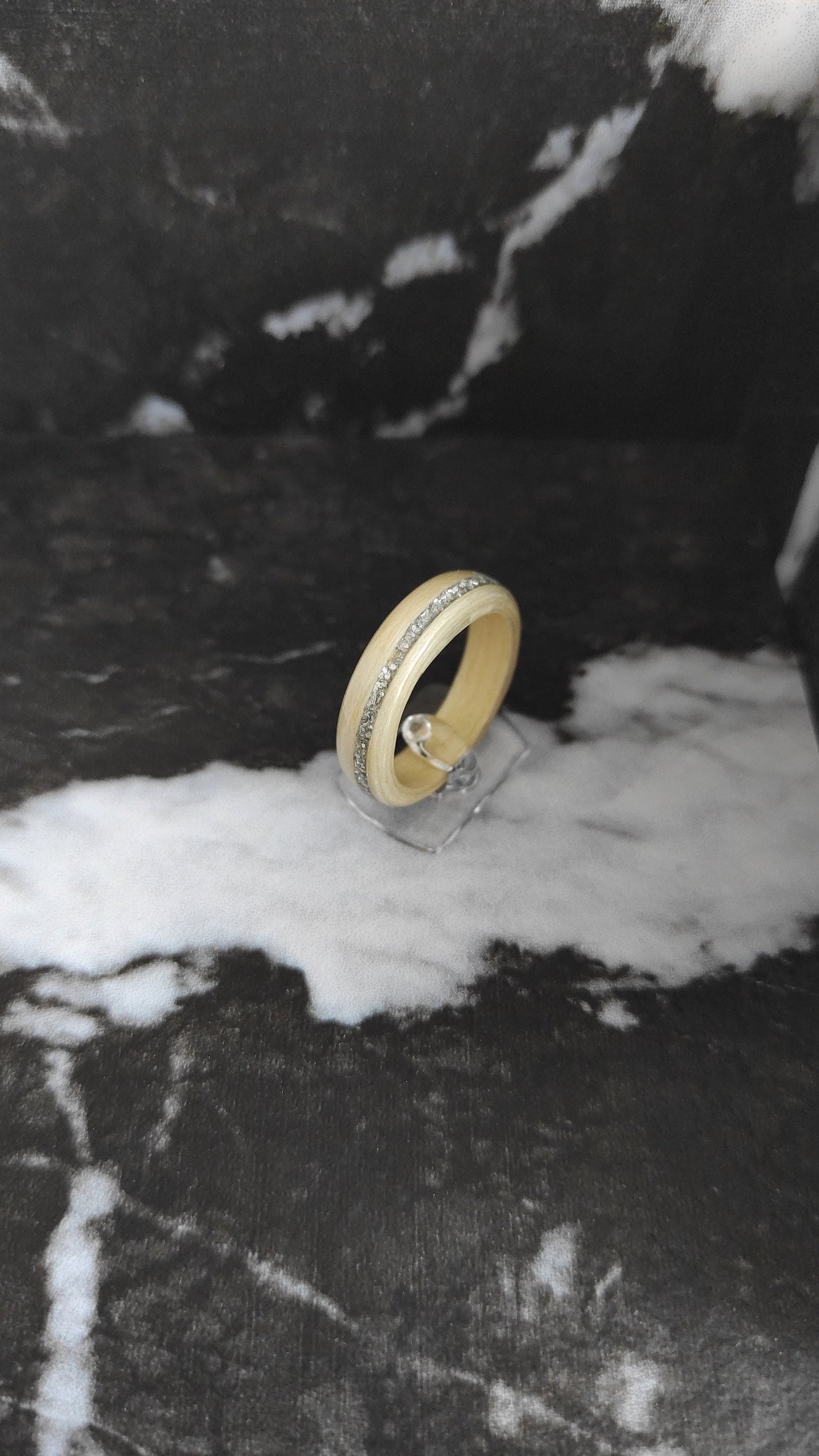 Handmade Maple Wood Ring with Silver Inlay – Minimalist Eco-Friendly Promise Ring