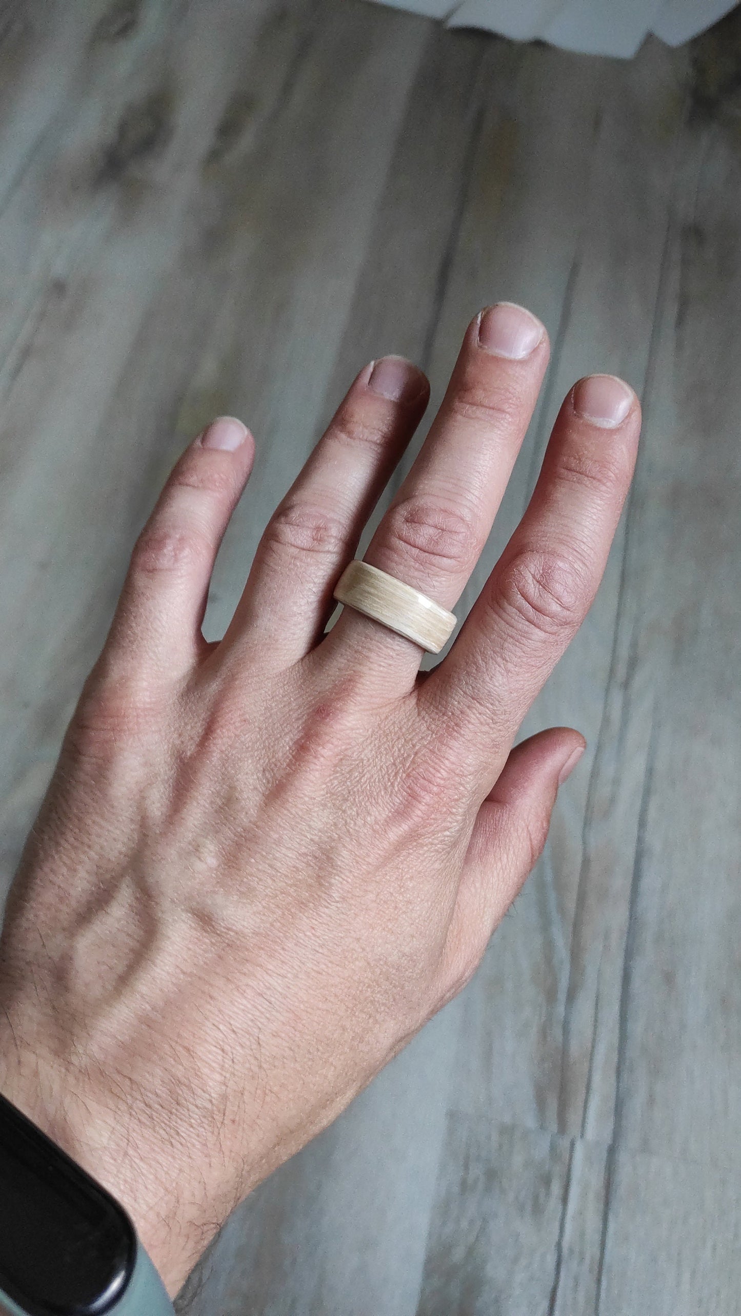 Bleached White Oak Wood Veneer Ring