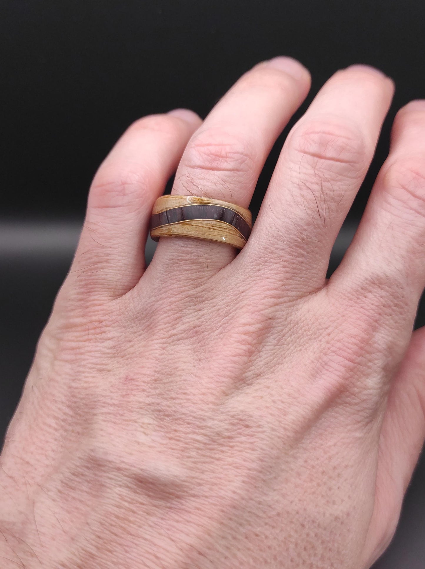 Ash & Purpleheart Wood Veneer Ring