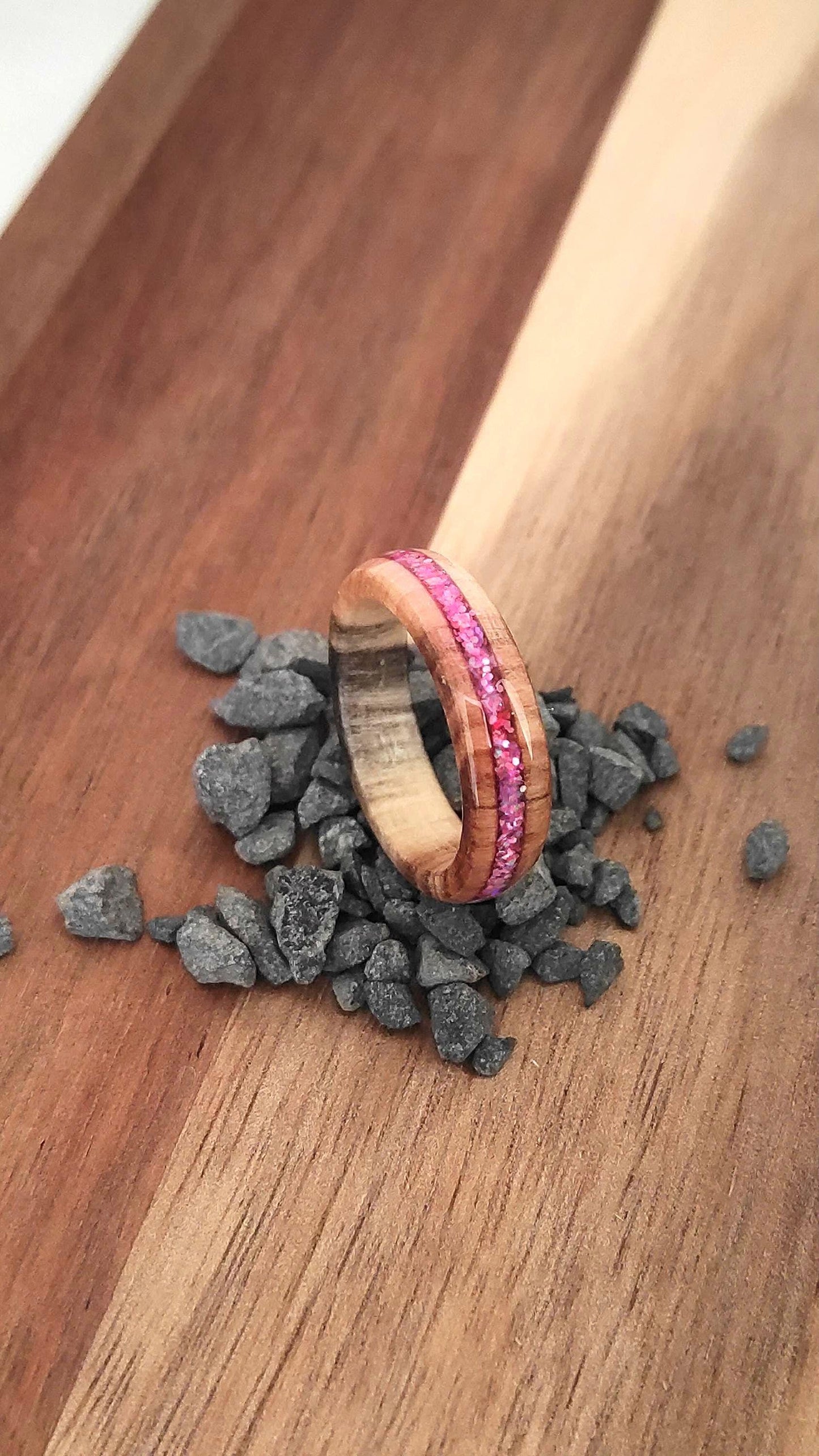 Willow Wood & Rose Pink Opal Ring
