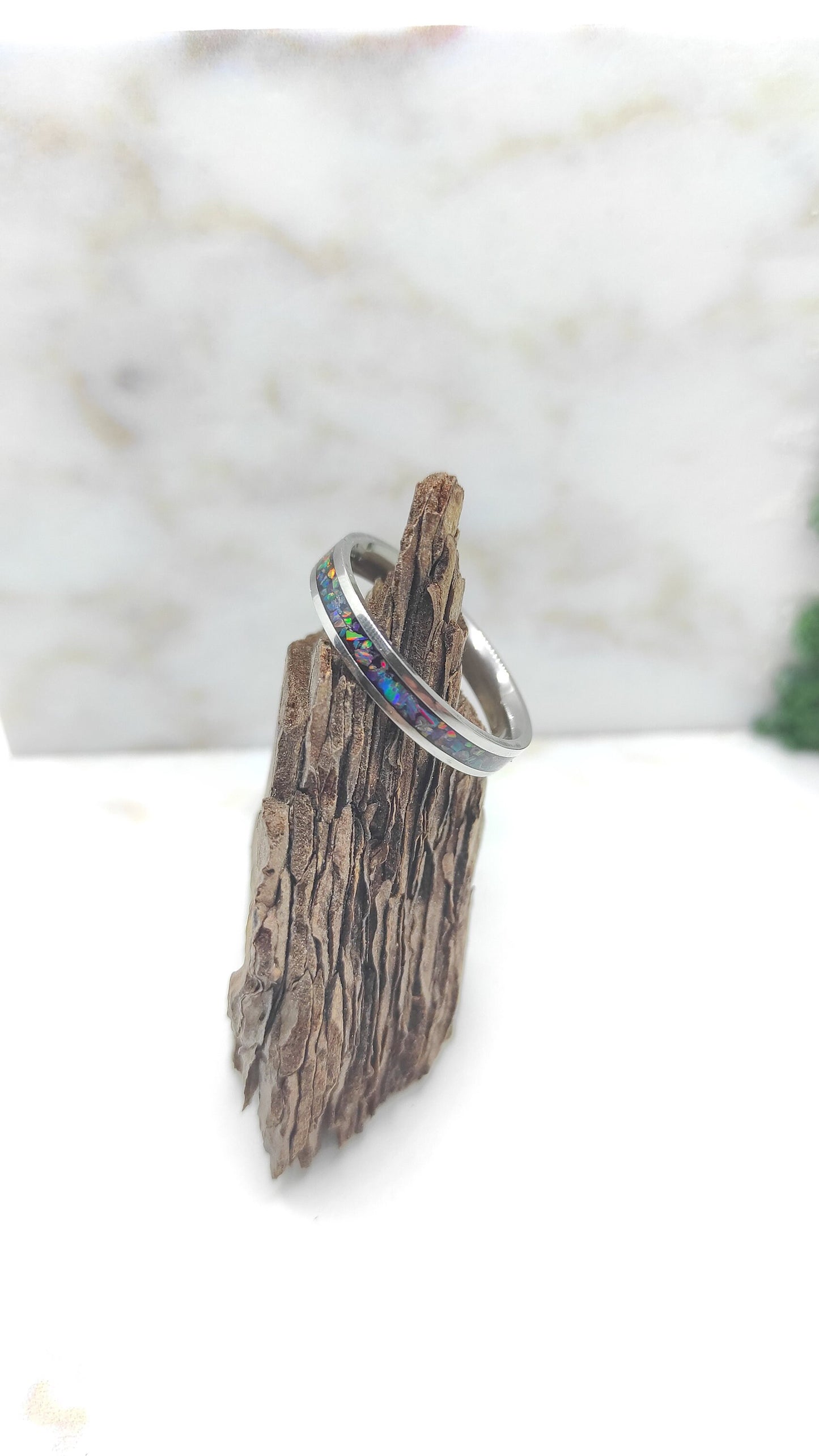 Dark Turquoise Crushed Opal Ring
