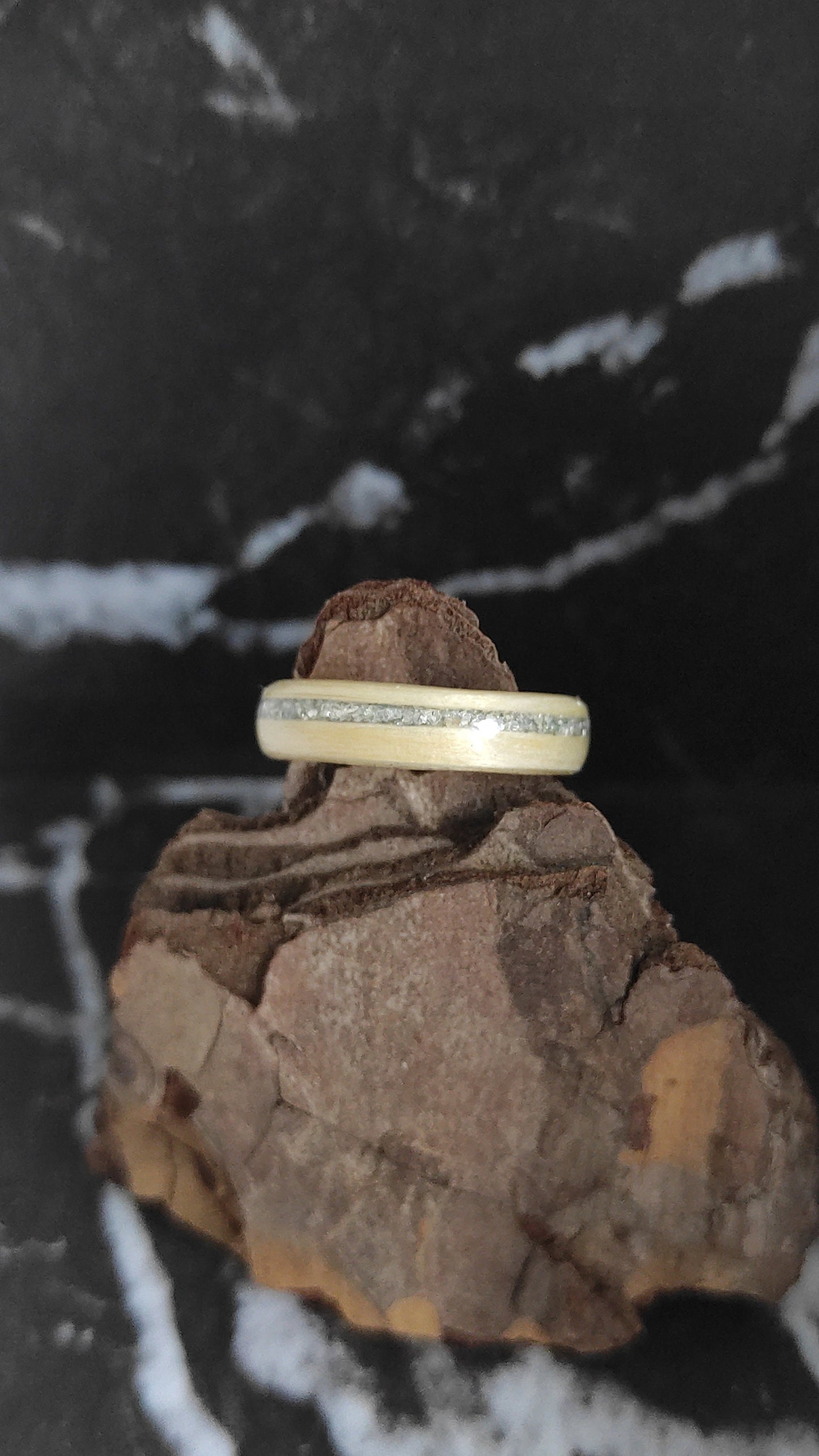 Handmade Maple Wood Ring with Silver Inlay – Minimalist Eco-Friendly Promise Ring
