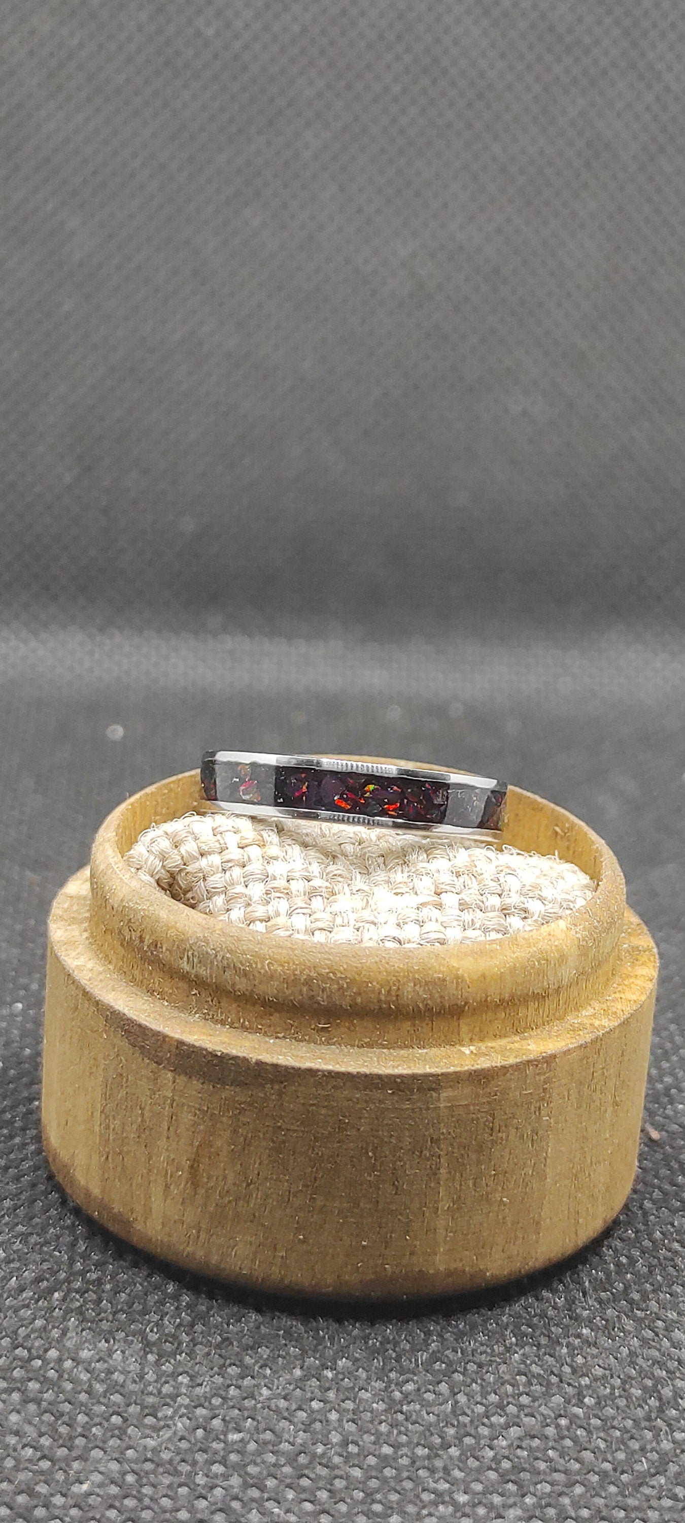 Metal & Black Cherry Opal Ring