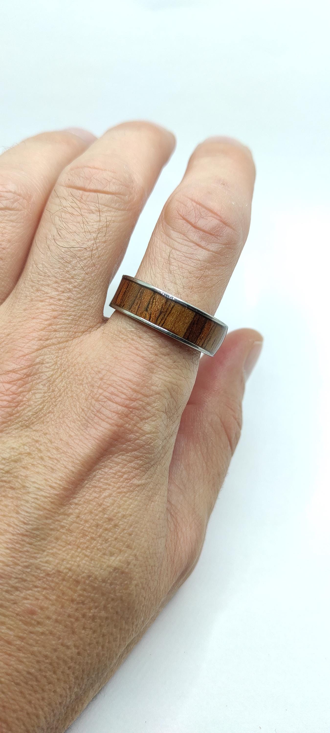 Rosewood Veneer & Metal Ring