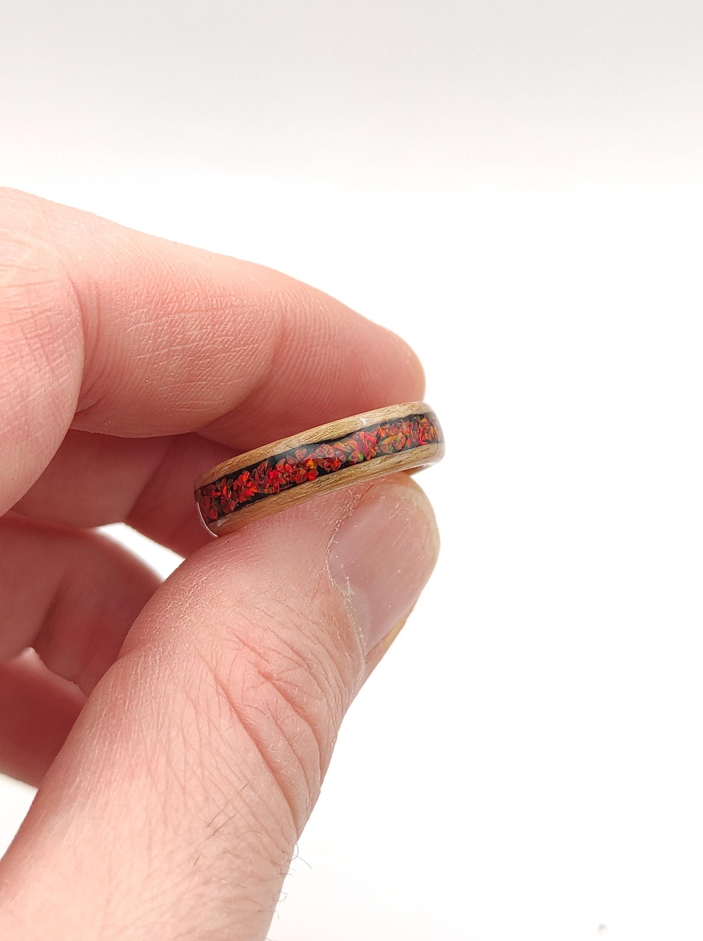 Oak & Red Opal Ring