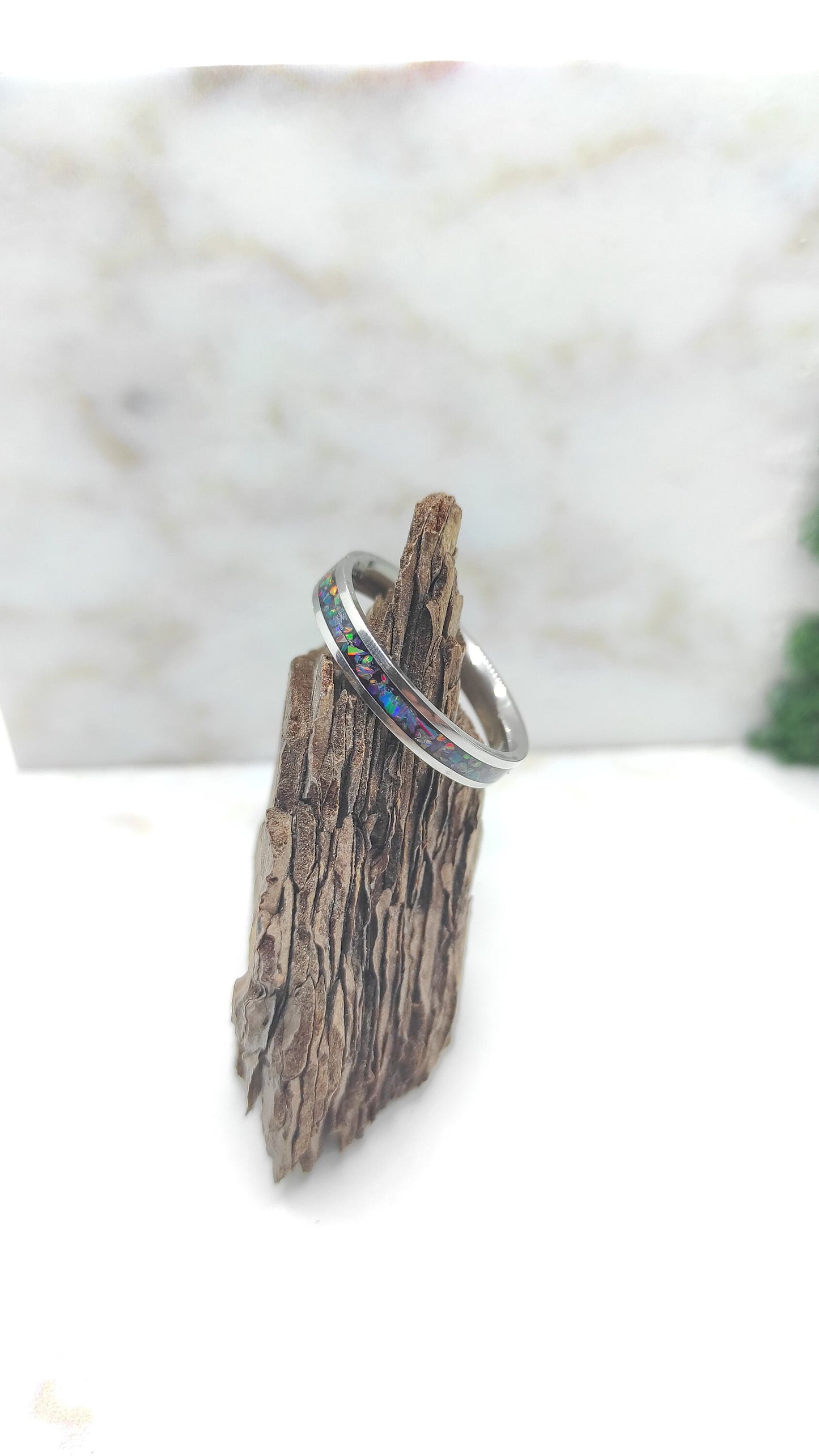 Dark Turquoise Crushed Opal Ring