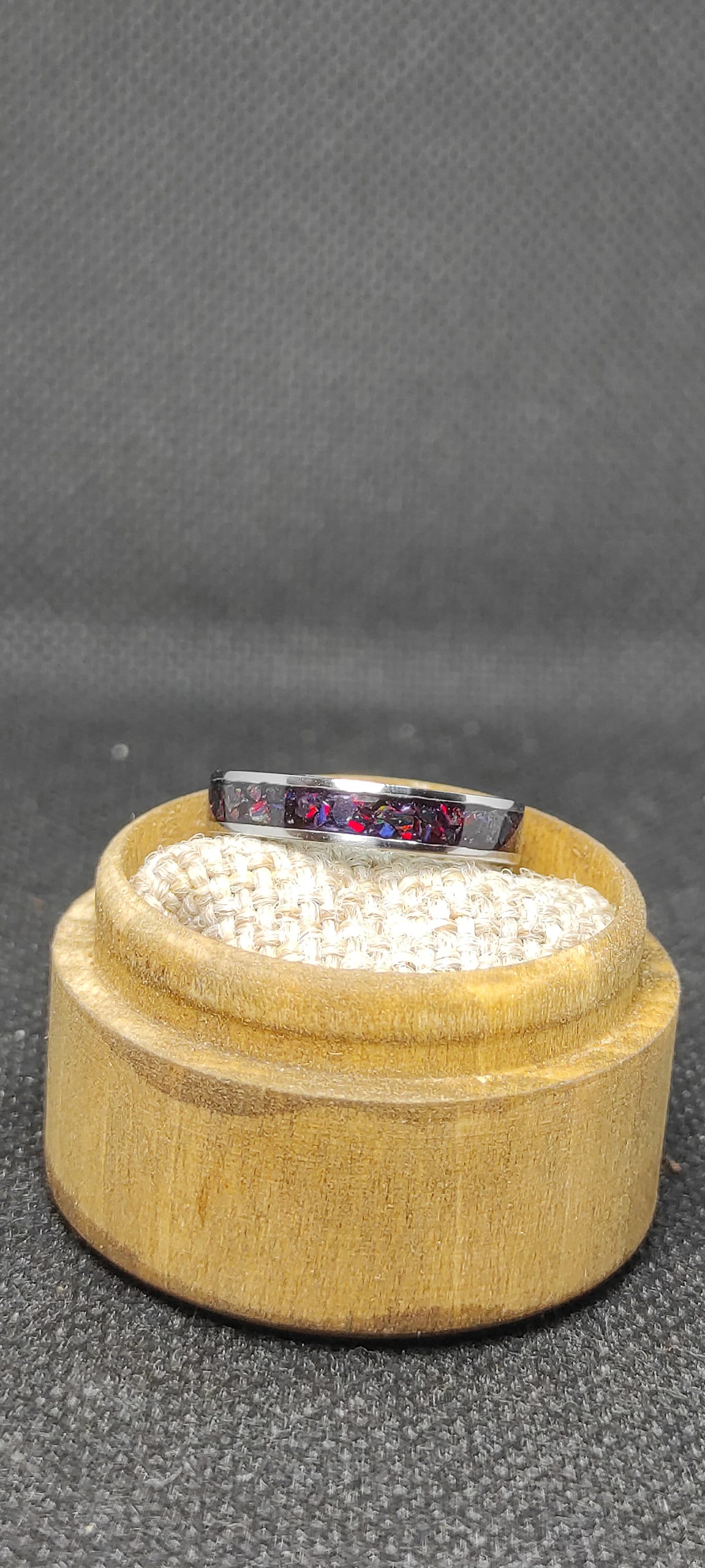 Metal & Black Cherry Opal Ring