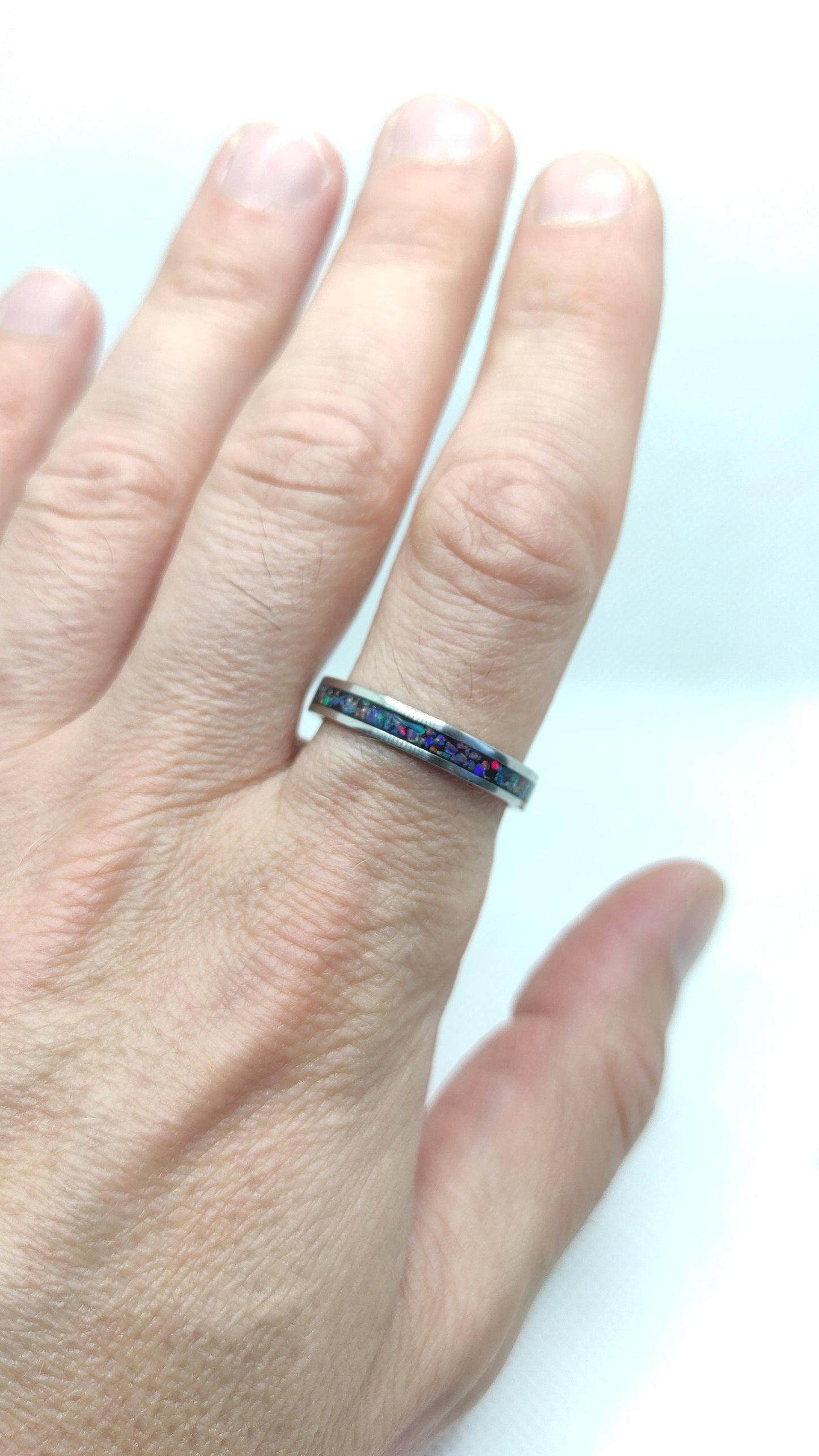 Dark Turquoise Crushed Opal Ring
