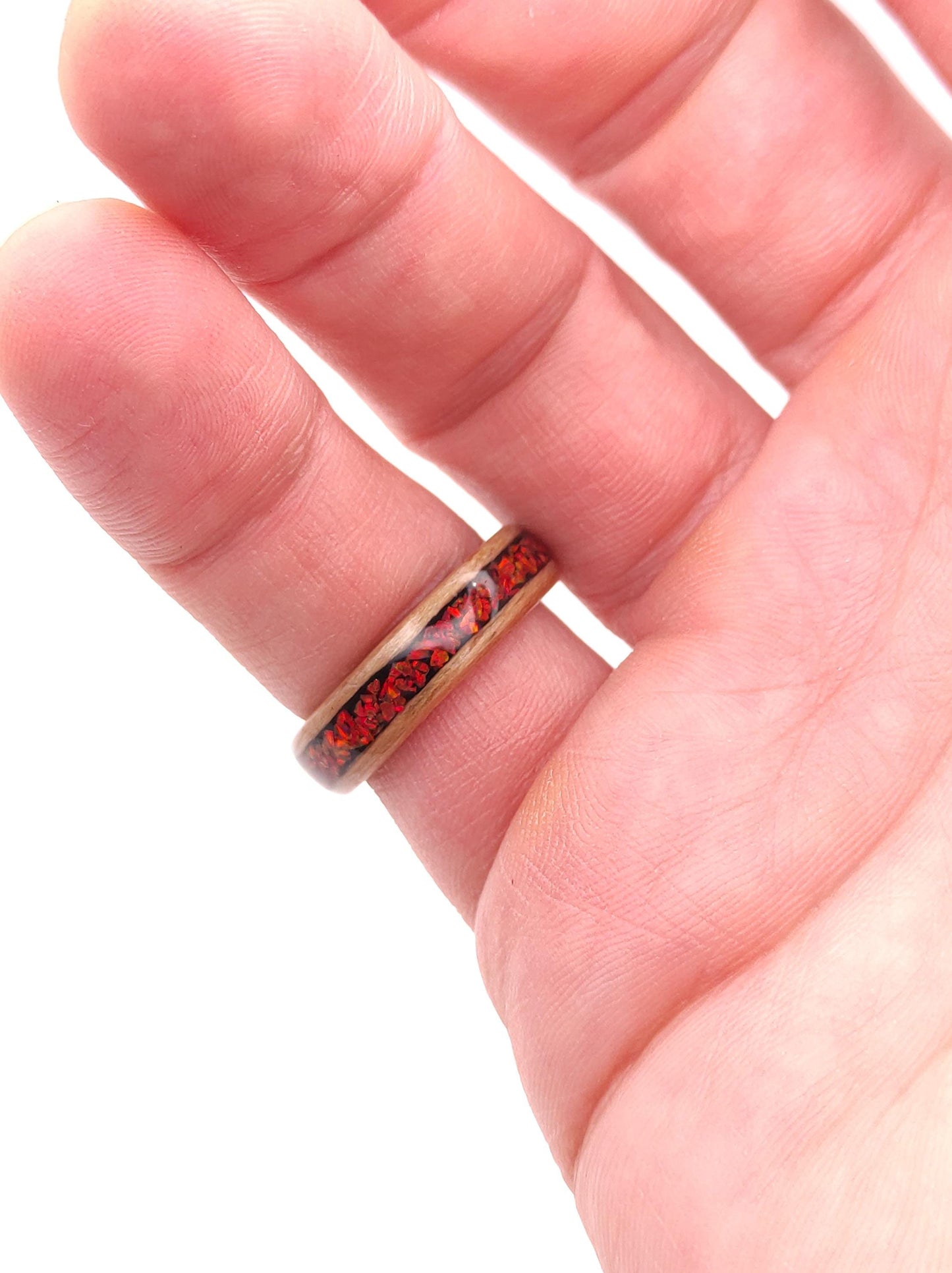 Oak & Red Opal Ring