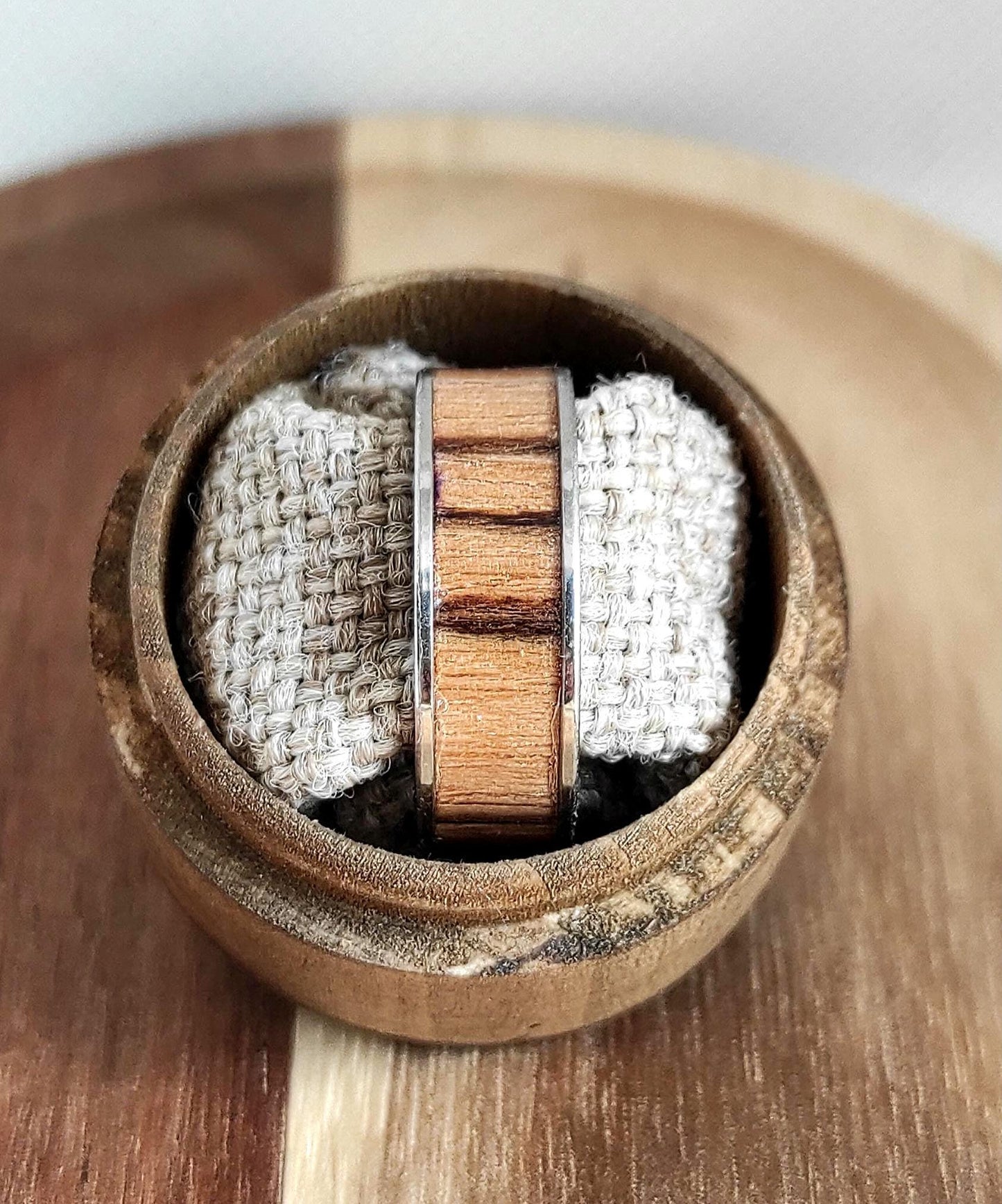 Metal Ring & Zebrano Wood Veneer