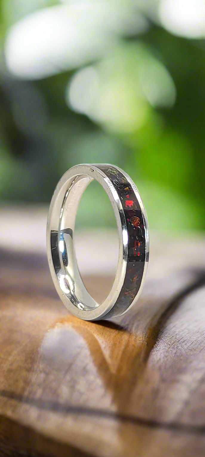 Metal & Black Cherry Opal Ring