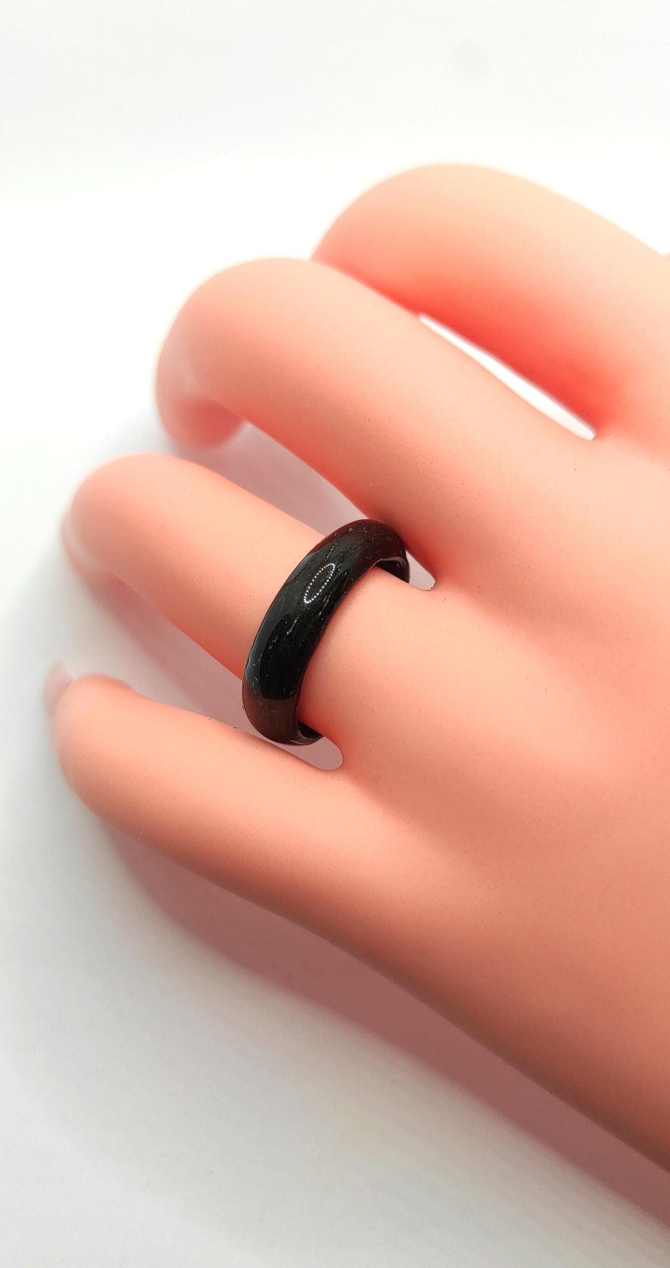 Black Oak Veneer Ring With Silver Thread