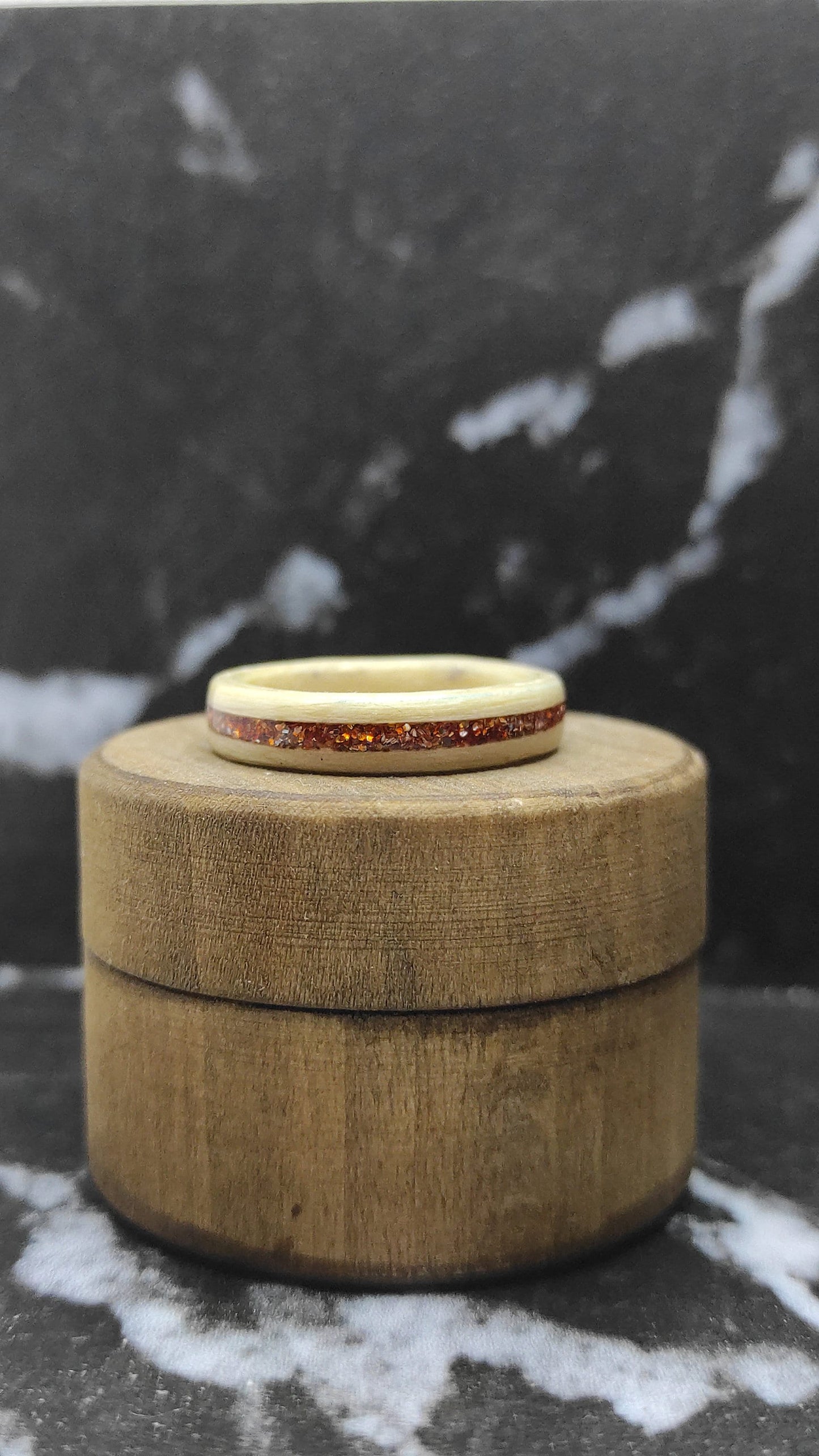 Maple Wood Ring & Copper Glitter Inlay