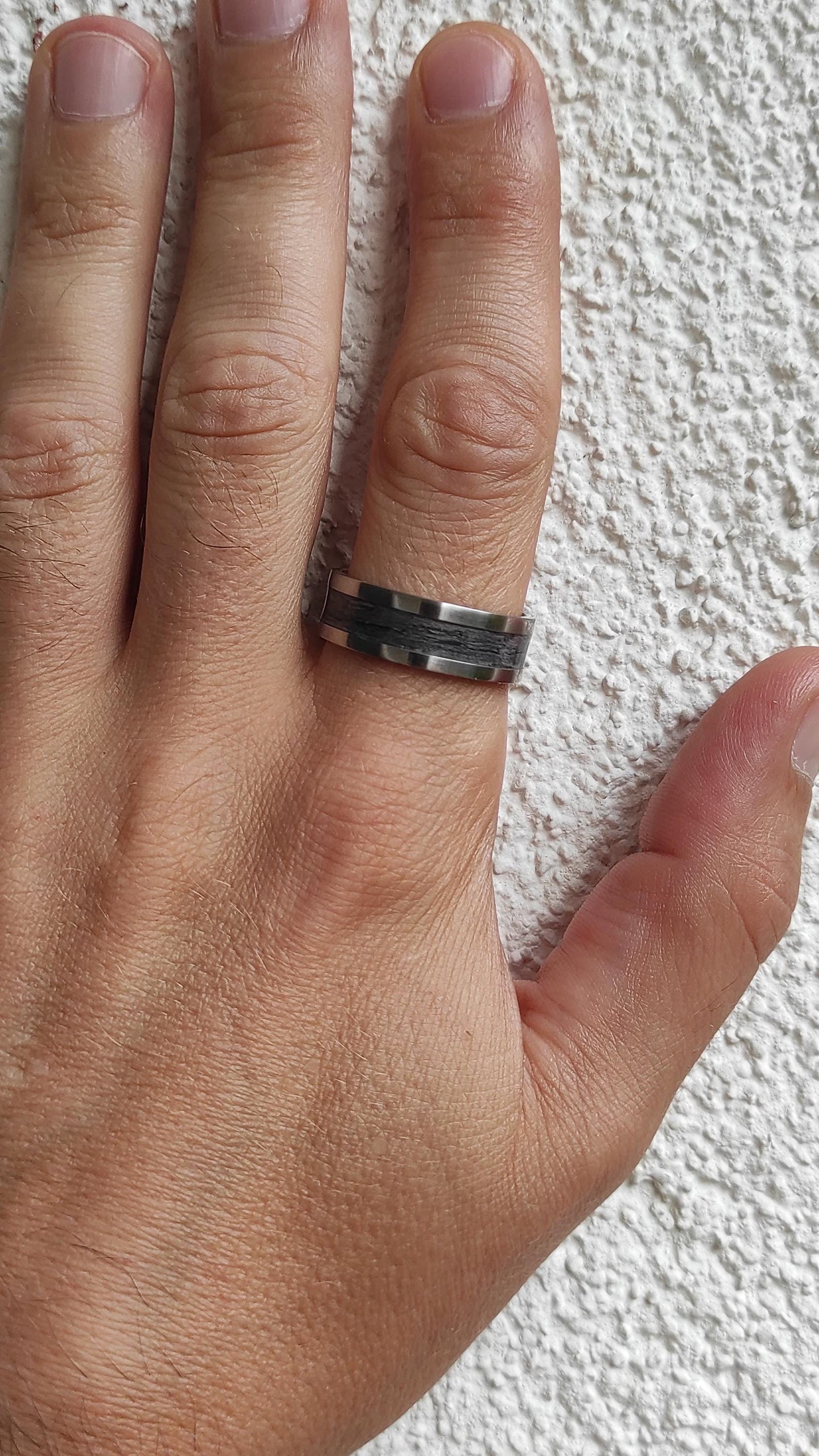 Metal & Grey Oak, Wood Veneer Ring