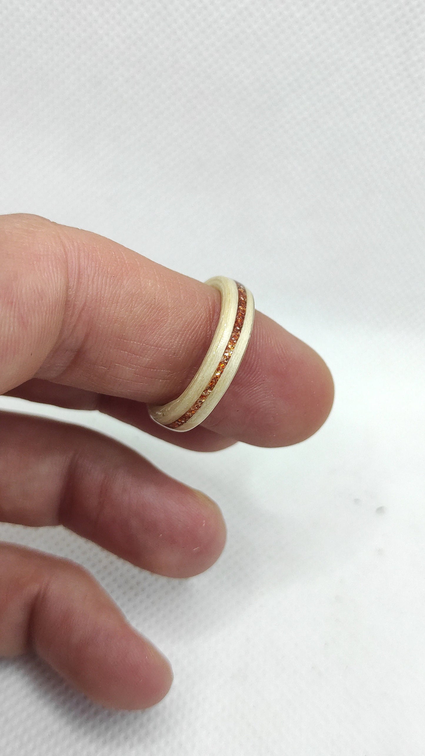 Maple Wood Ring & Copper Glitter Inlay