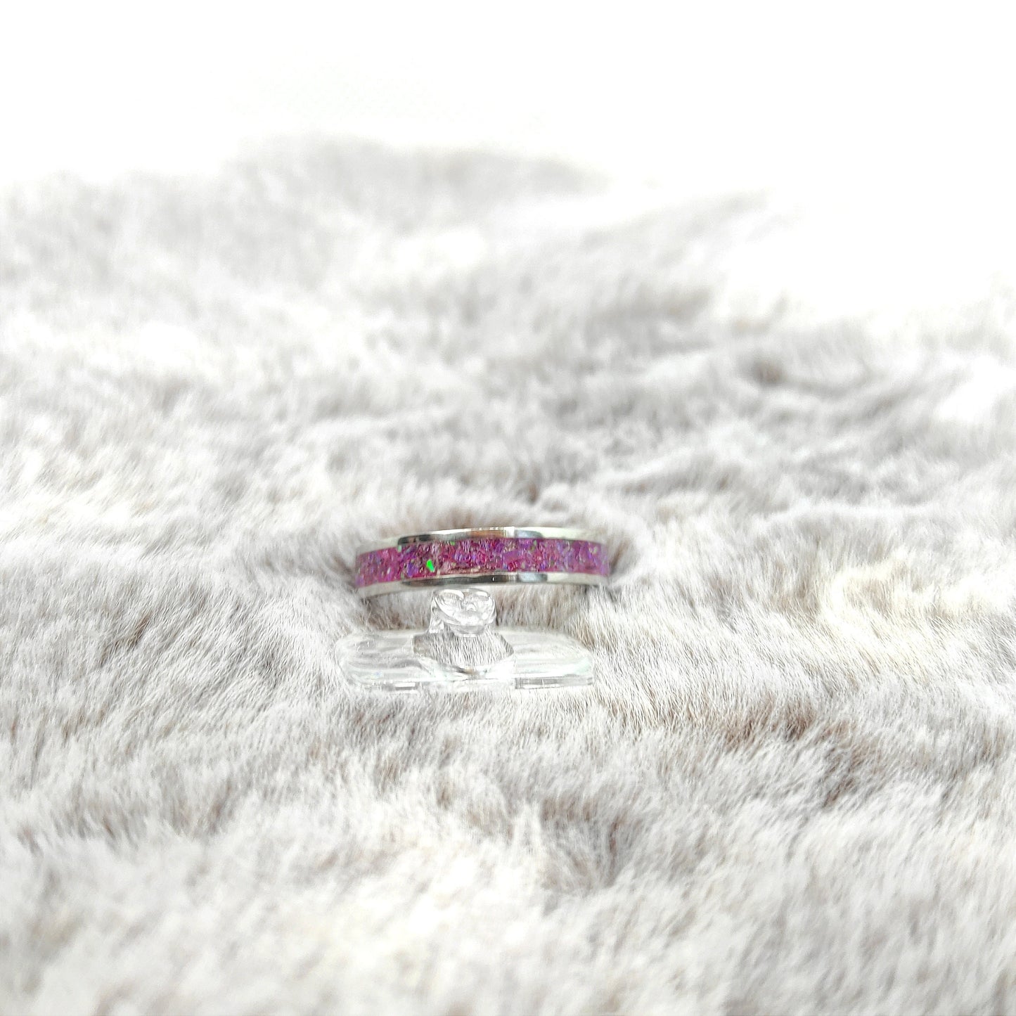Fuchsia Crushed Opal Ring