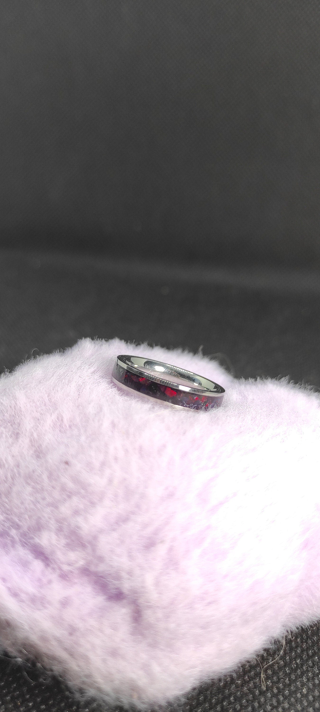 Metal & Black Cherry Opal Ring