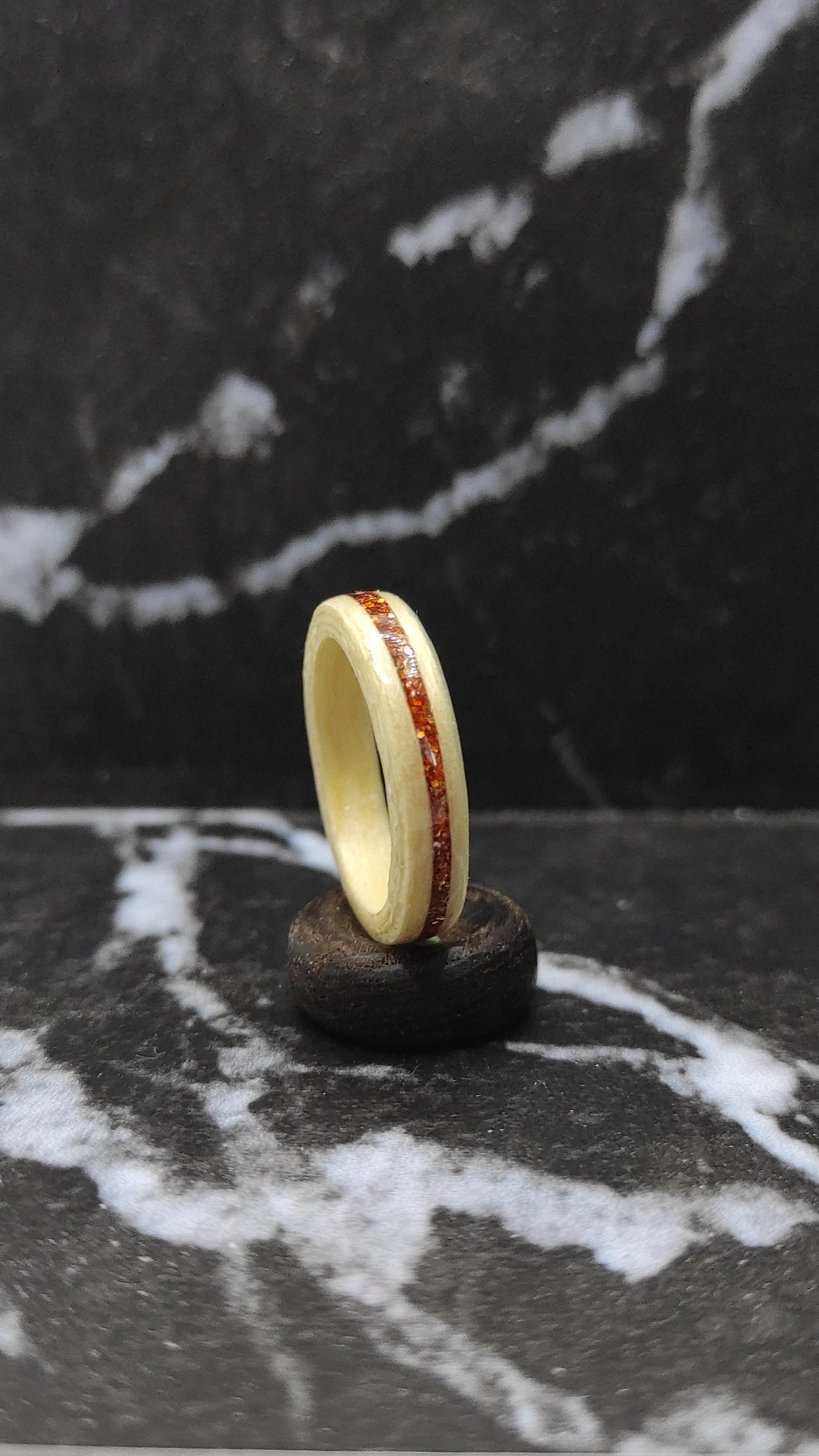 Maple Wood Ring & Copper Glitter Inlay