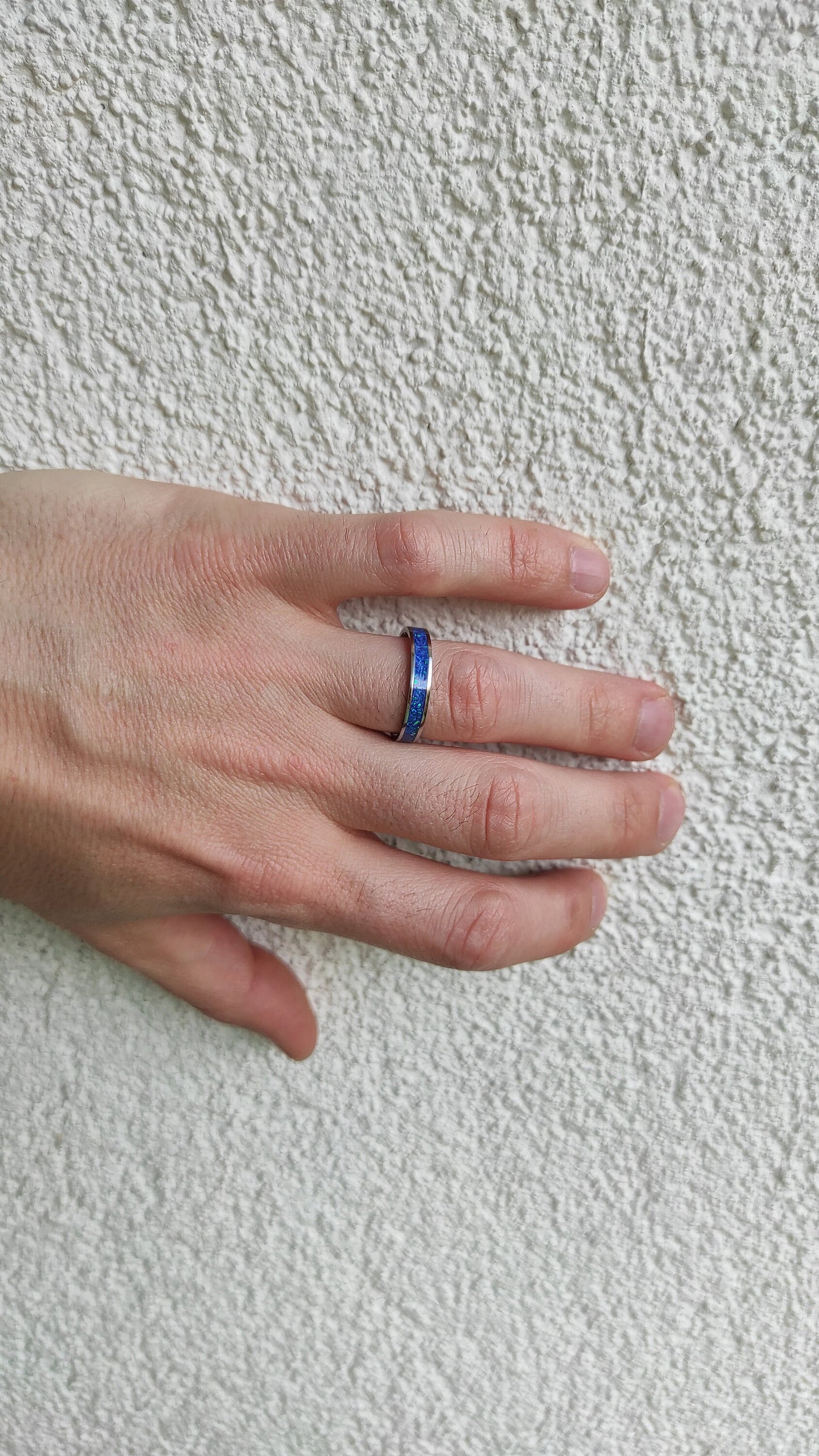 Dark Garnet Opal Inlay Band