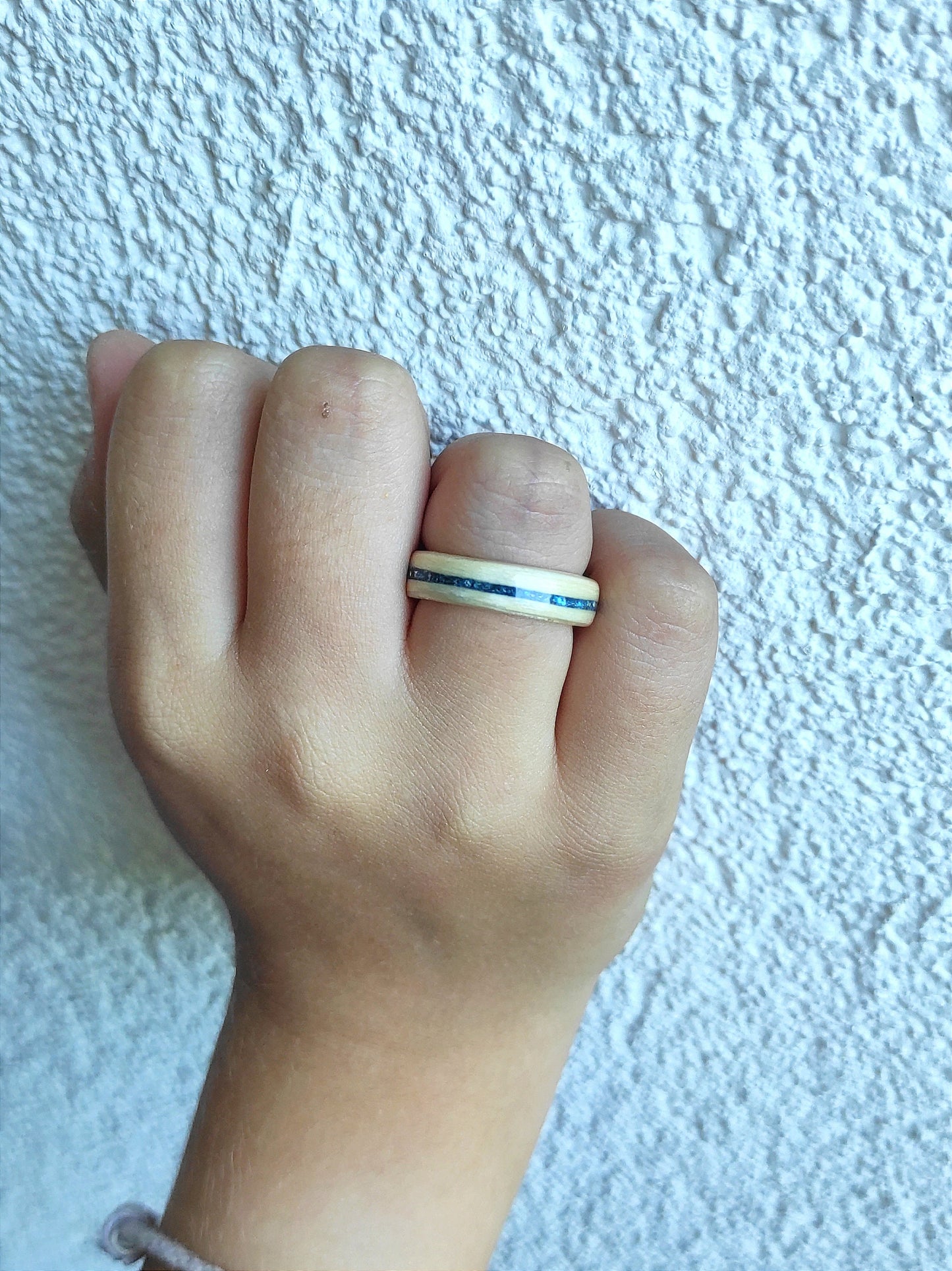 Maple Wooden Ring & Sapphire Glitter Inlay
