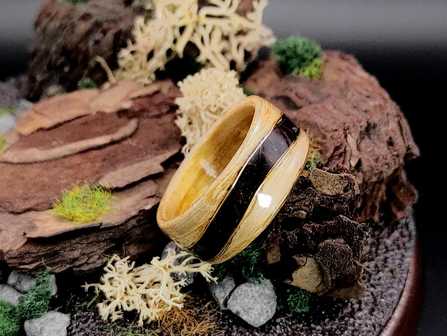Ash & Purpleheart Wood Veneer Ring