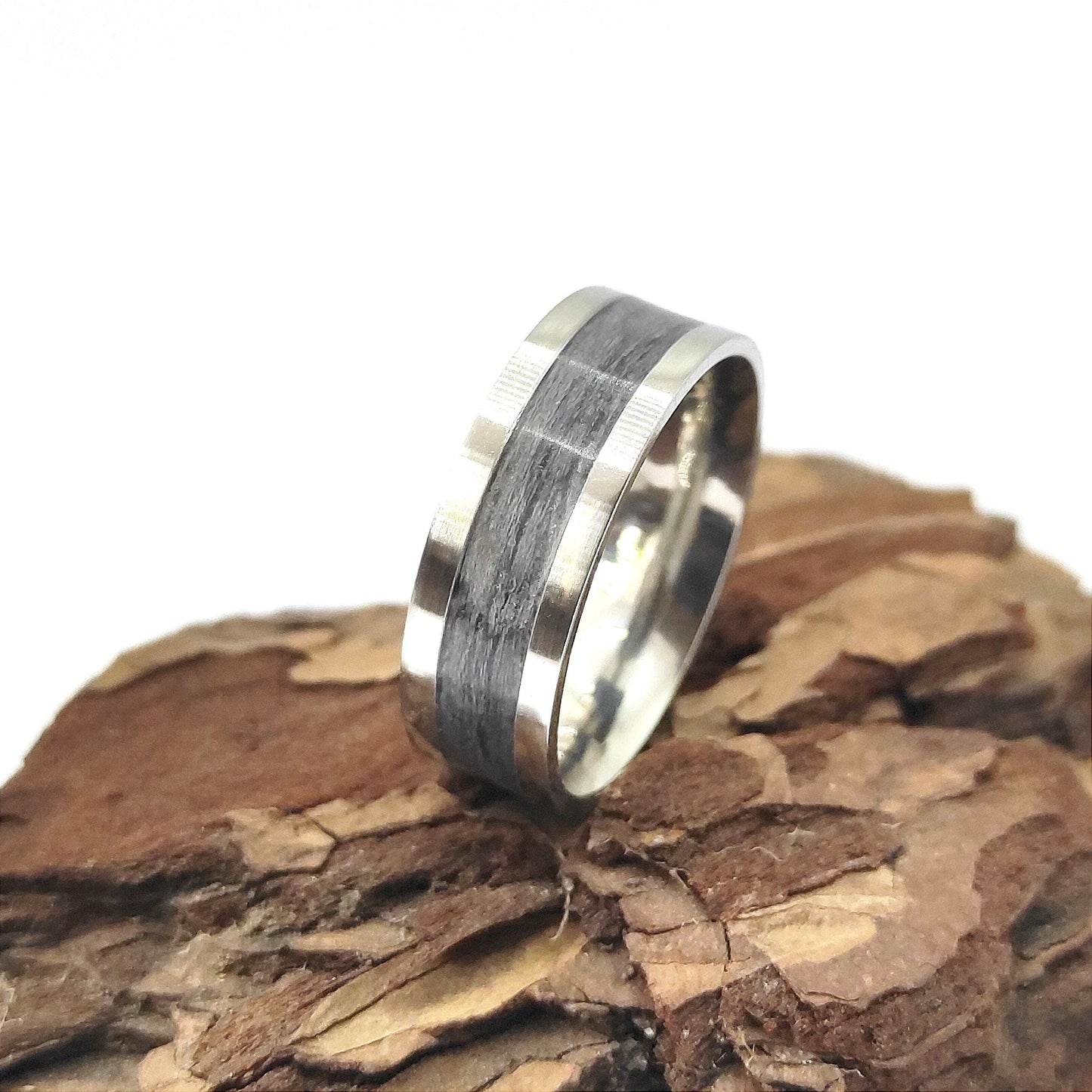 Metal & Grey Oak, Wood Veneer Ring