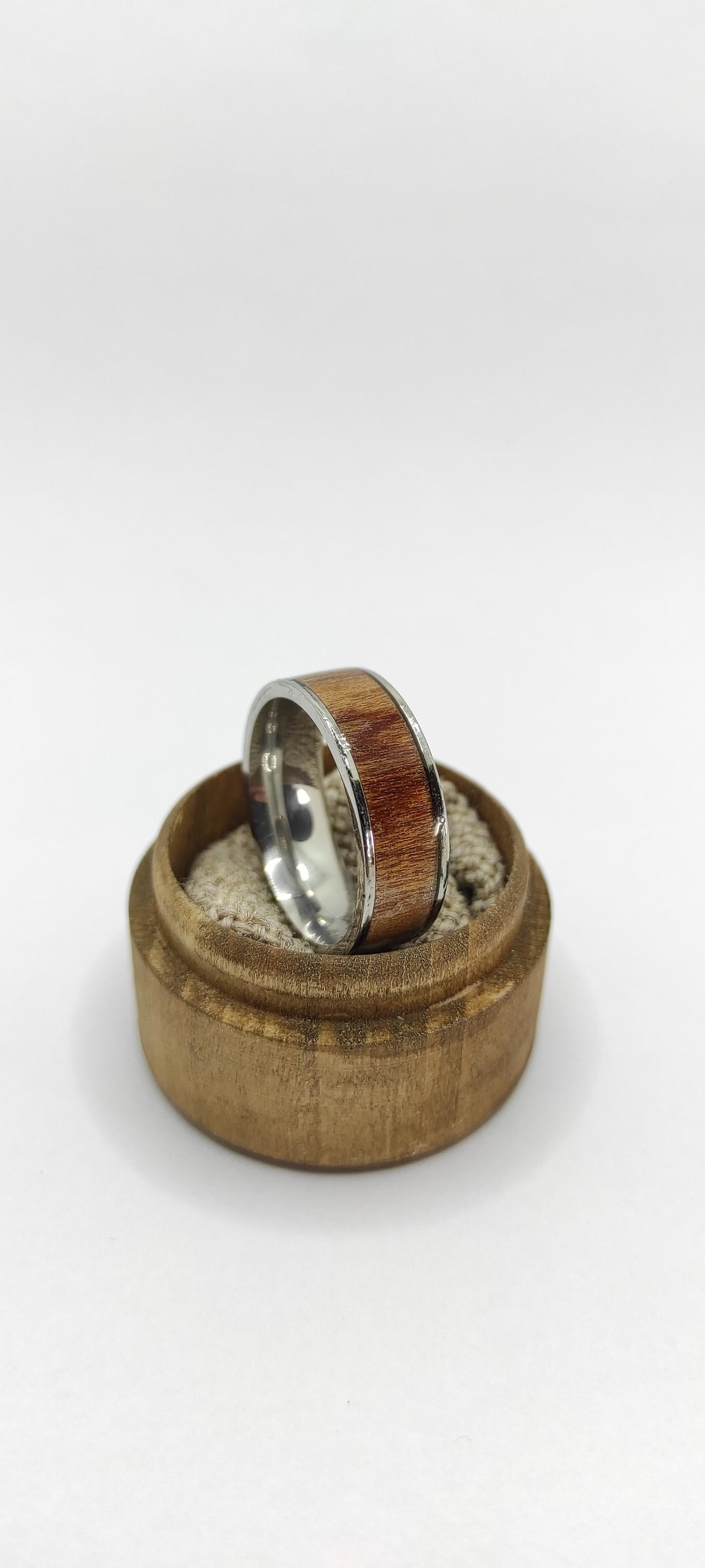 Rosewood & Stainles Steel Ring