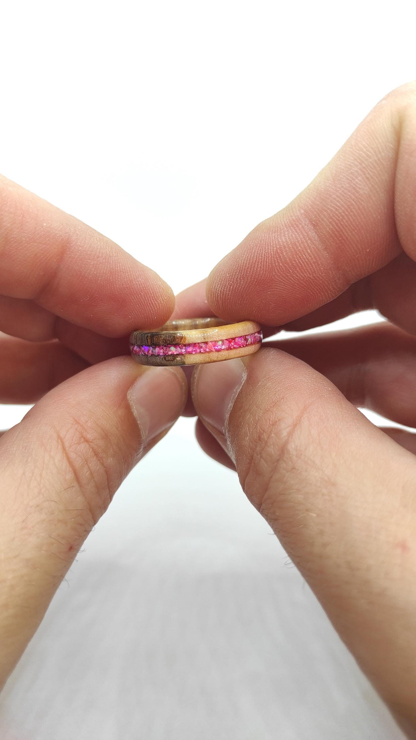 Willow Wood & Rose Pink Opal Ring
