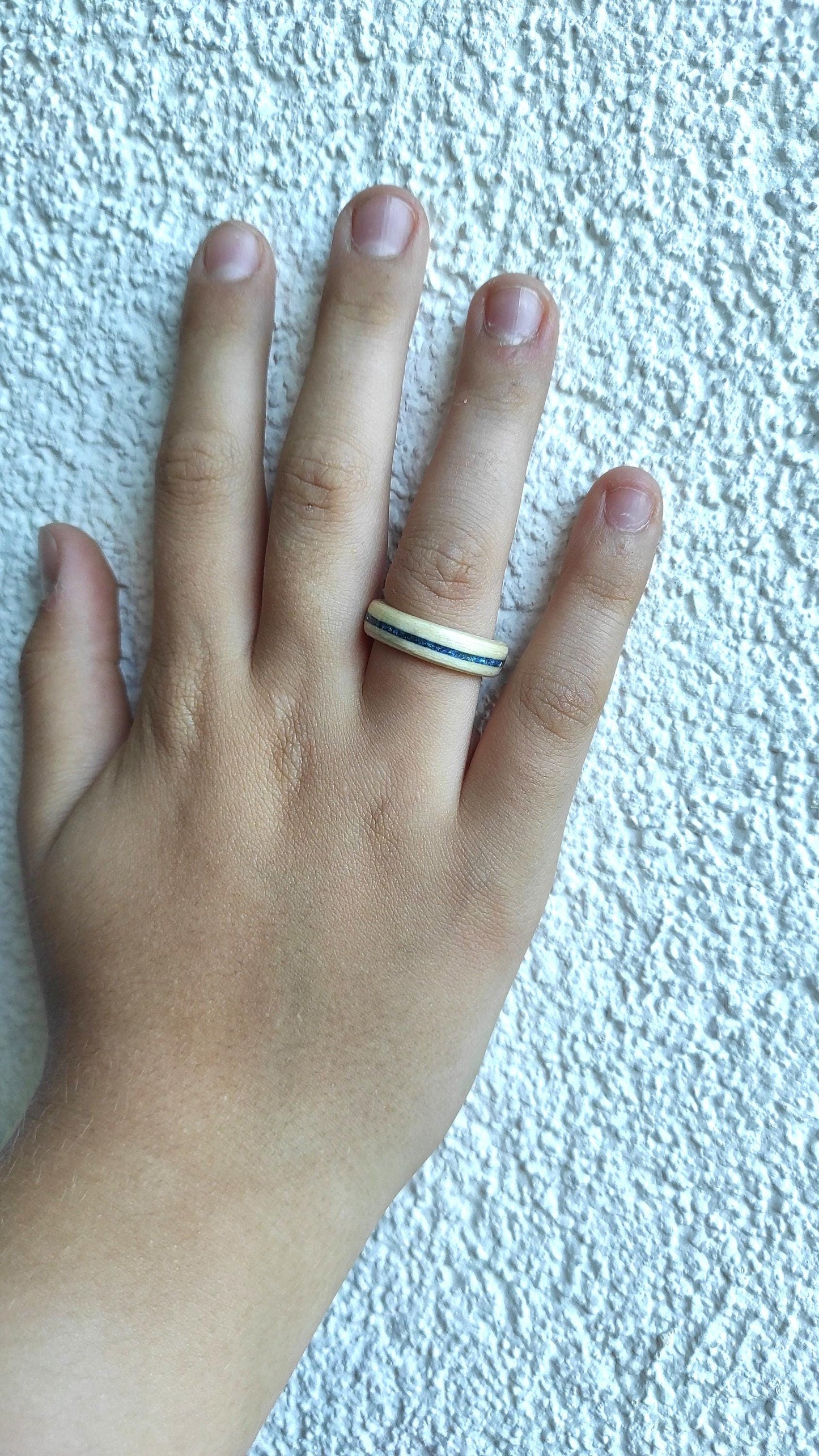 Maple Wooden Ring & Sapphire Glitter Inlay