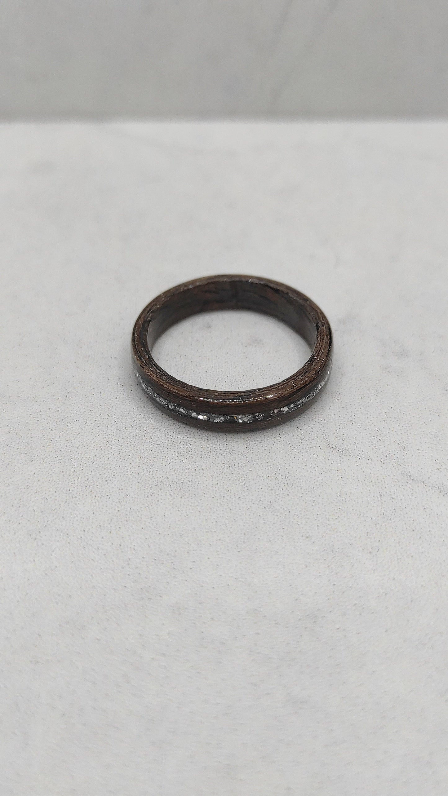 Walnut Wood Ring & Silver Glitter
