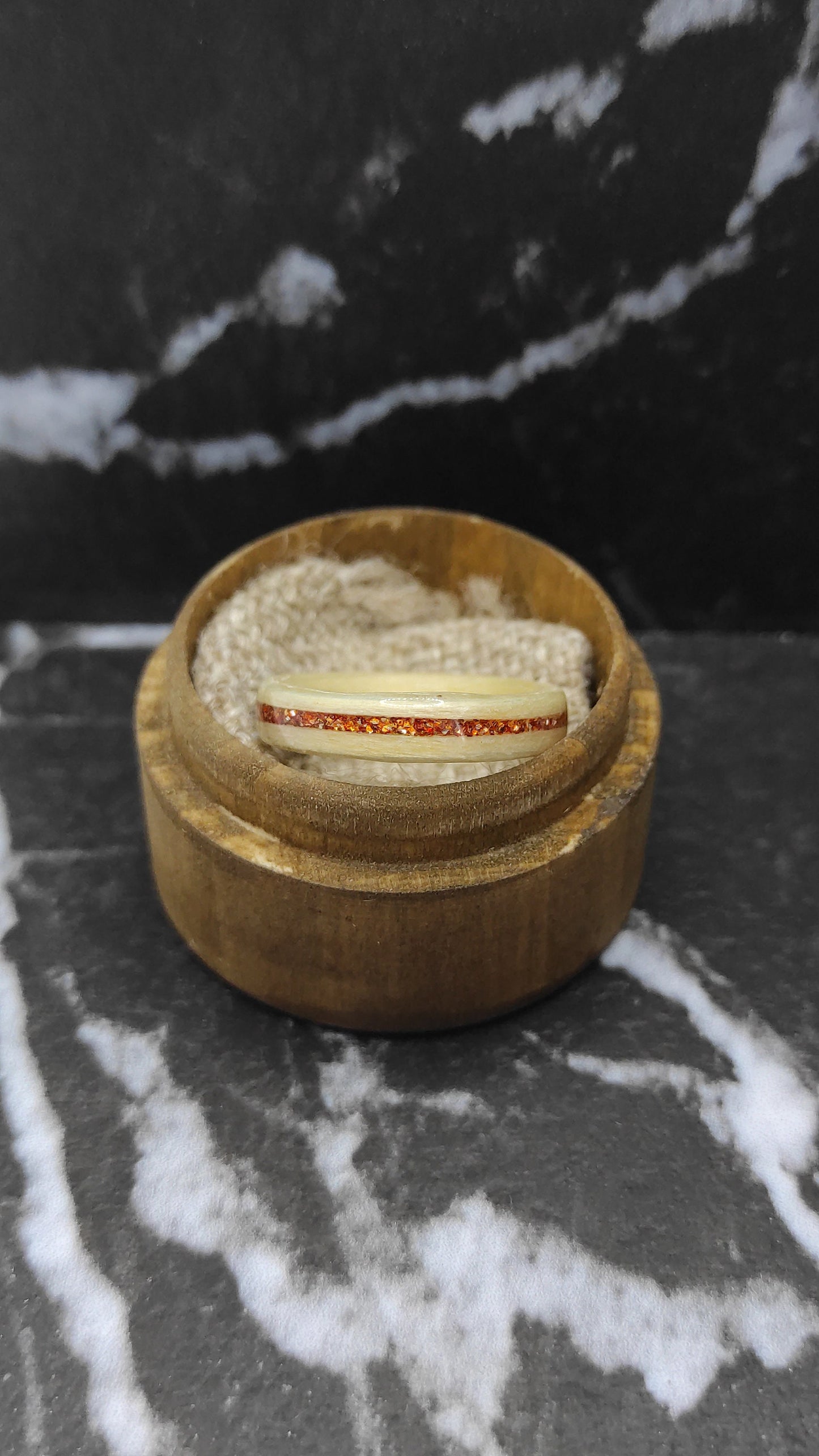 Maple Wood Ring & Copper Glitter Inlay