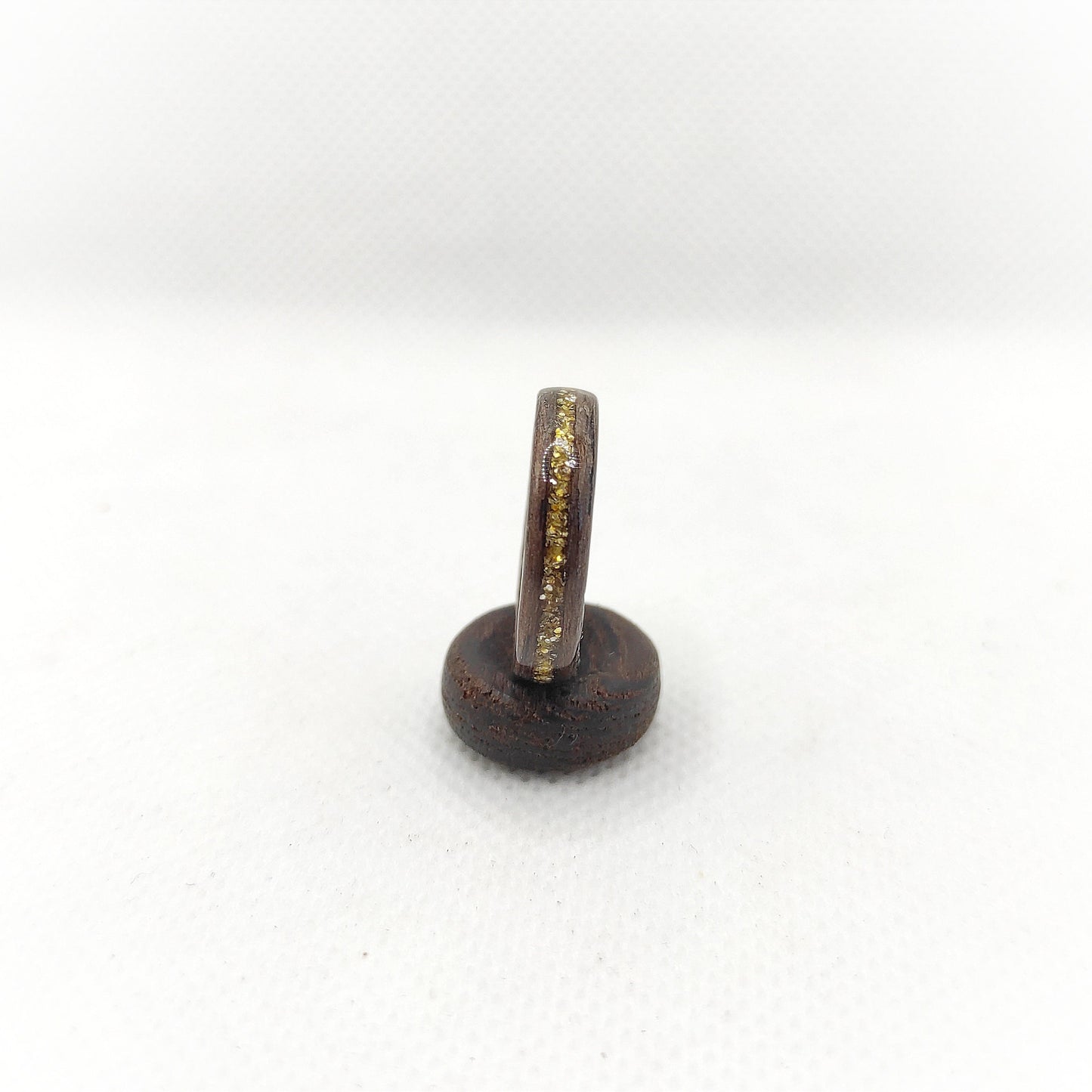 Handmade Walnut Wood Ring with Gold Inlay – Custom Bentwood Band