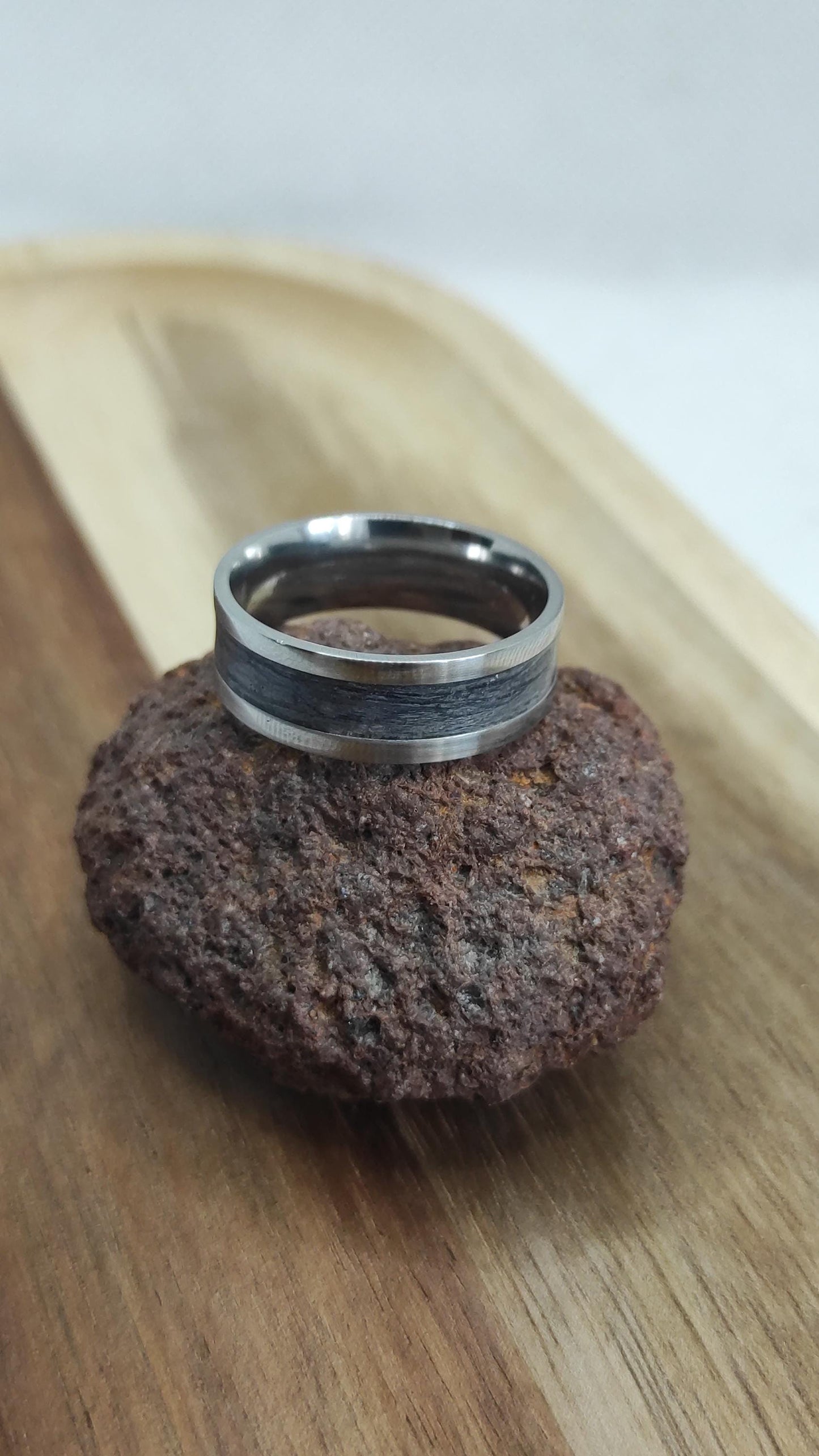Metal & Grey Oak, Wood Veneer Ring
