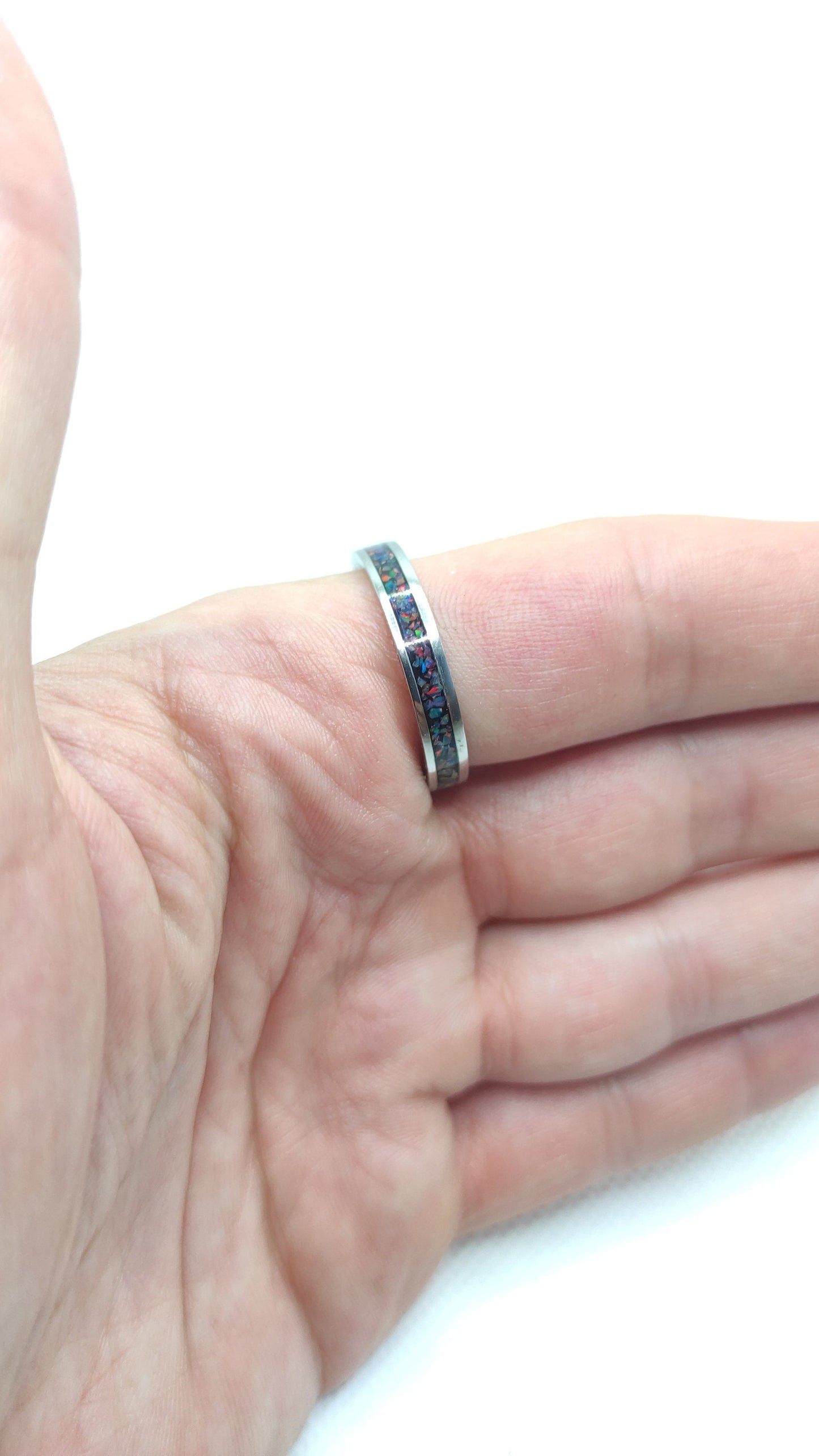 Dark Turquoise Crushed Opal Ring