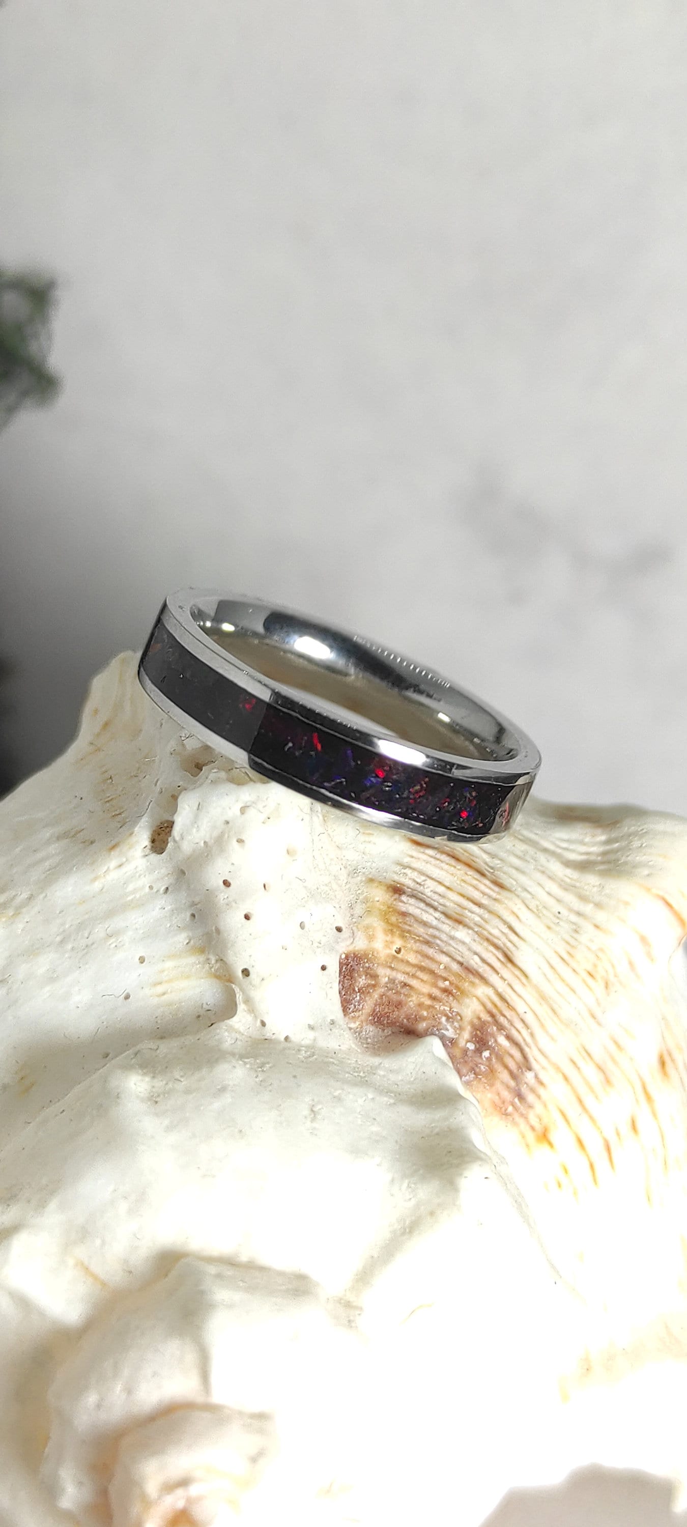 Metal & Black Cherry Opal Ring
