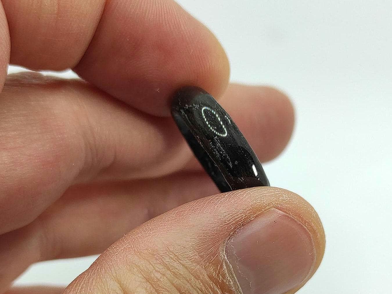 Black Oak Veneer Ring With Silver Thread