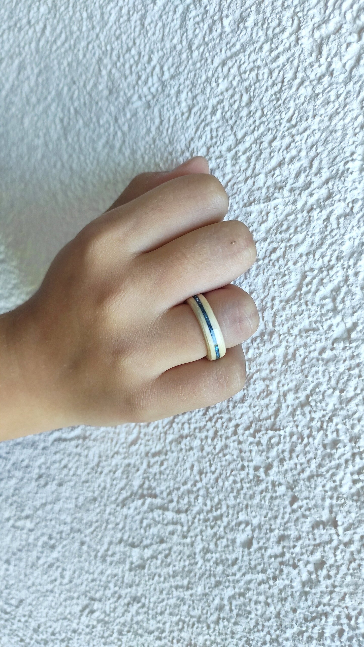 Maple Wooden Ring & Sapphire Glitter Inlay