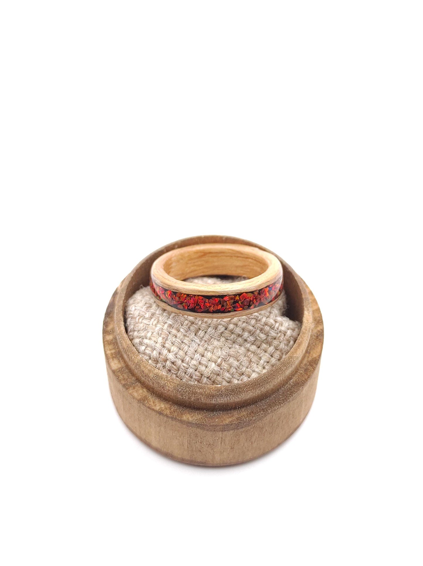 Oak & Red Opal Ring