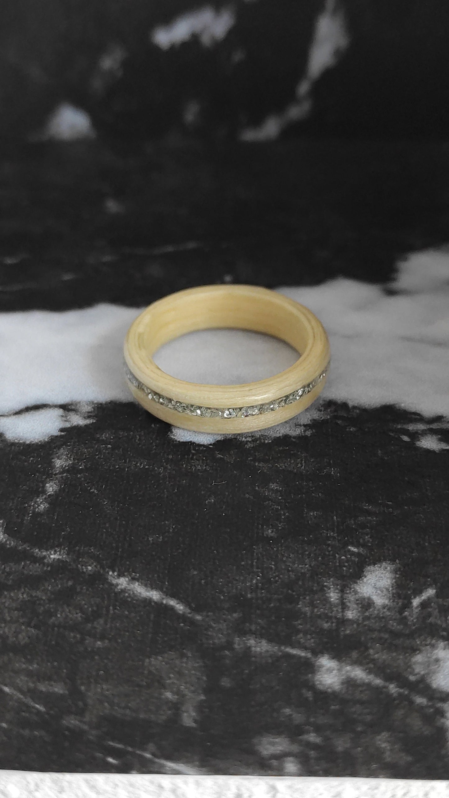 Handmade Maple Wood Ring with Silver Inlay – Minimalist Eco-Friendly Promise Ring
