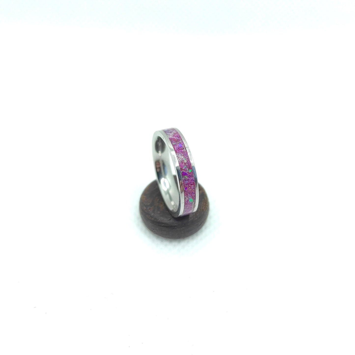 Fuchsia Crushed Opal Ring