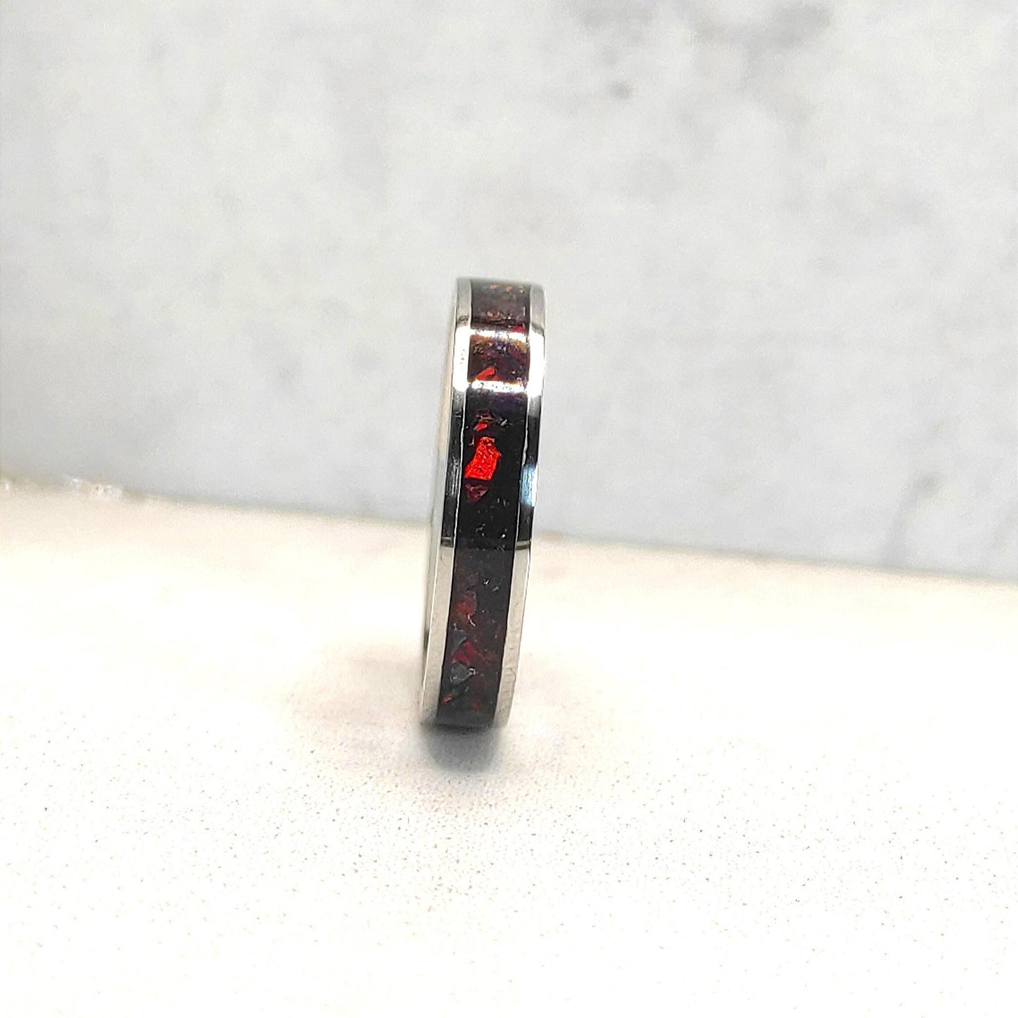 Metal & Black Cherry Opal Ring