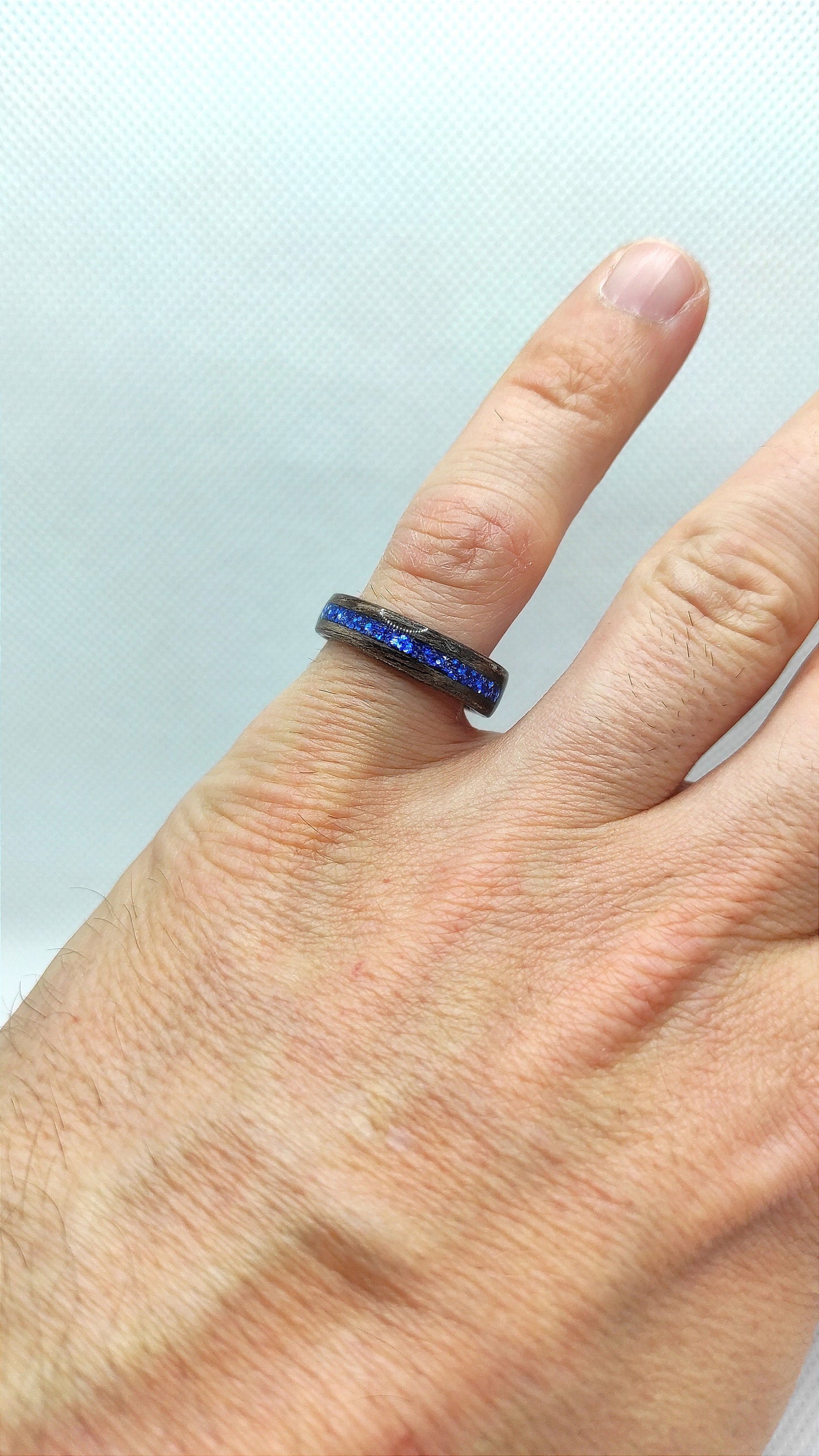 Darek Oak Wood Ring & Blue Glitter For Her