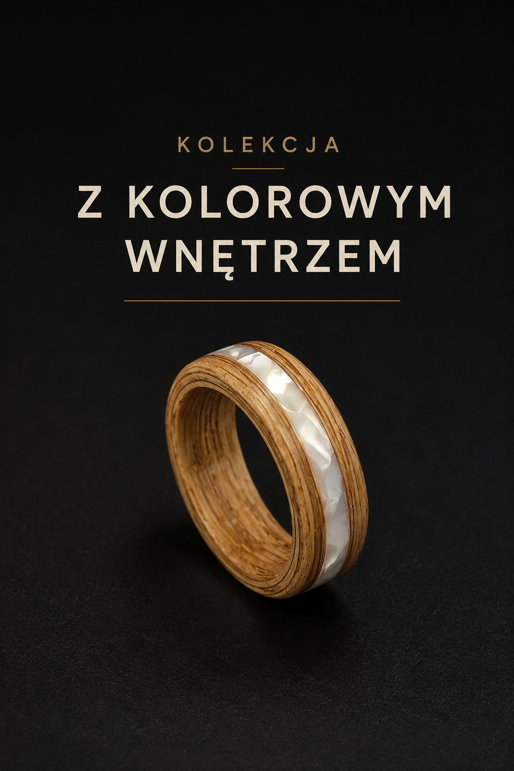 Drewniane pierścionki z kolorowym wnętrzem