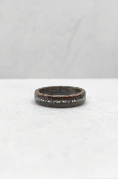 Walnut Wood Ring & Silver Glitter - WoodRingsByJet