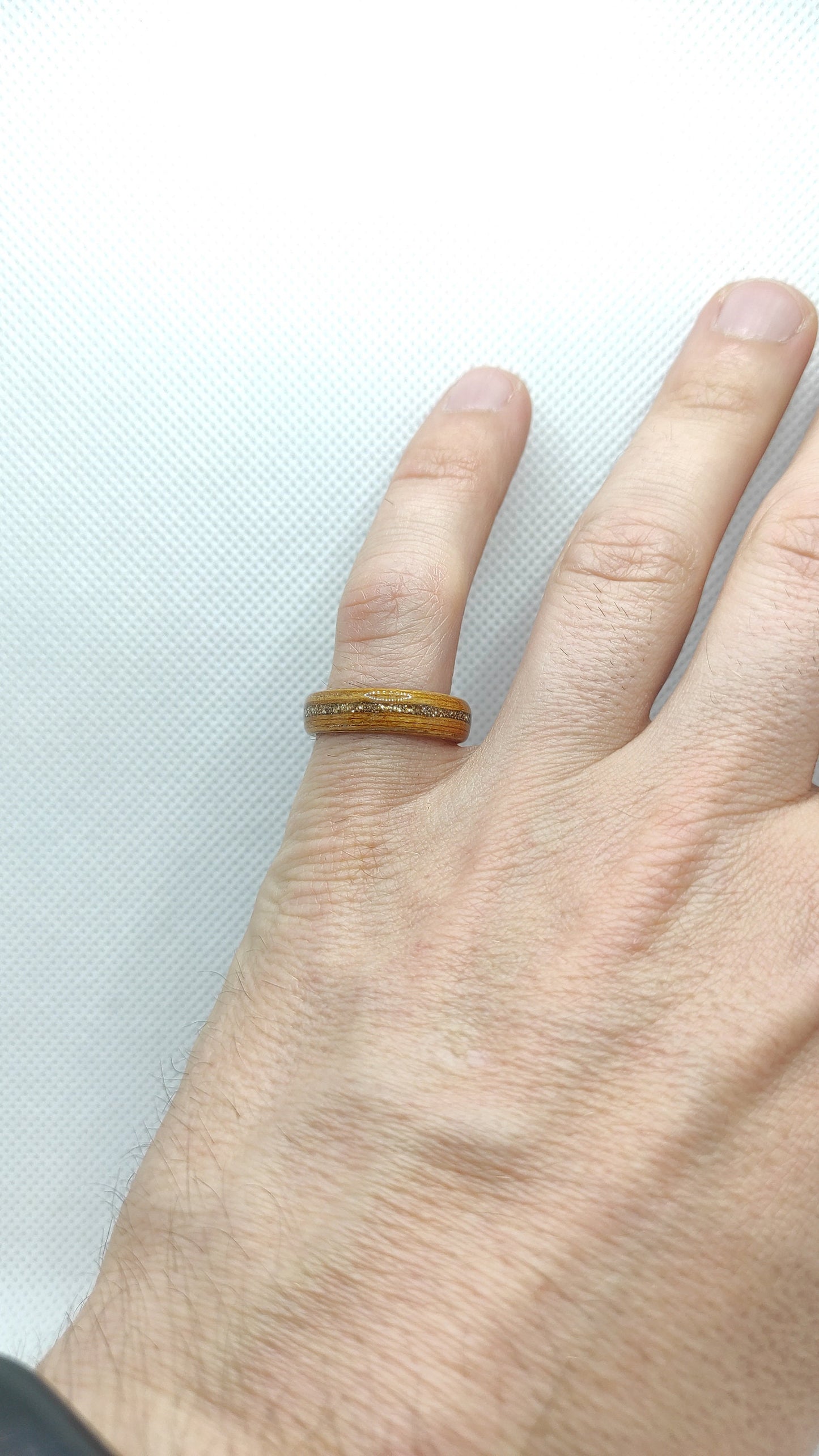 Teak Wood Ring & Gold Glitter Inlay
